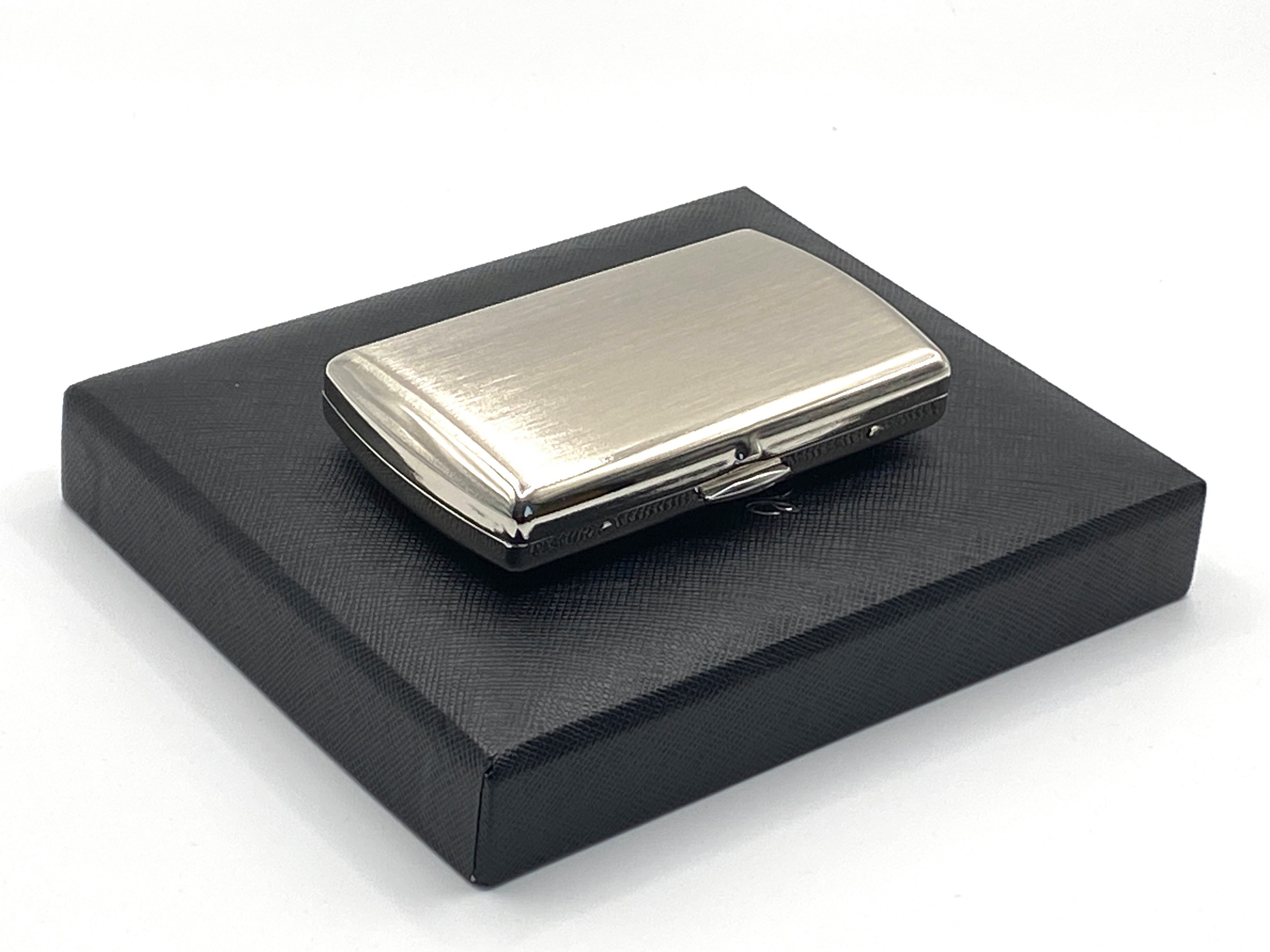 Jean Claude Bogenetui Zigarettenetui Edelstahl Chrome gebürstet 12 Kingsize mit Bügel