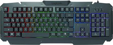 LogiLink Mit RGB Hintergrundbeleuchtung Tastatur- und Maus-Set, Ultimatives Gaming-Set, ergonomisches Design, RGB und breites Mauspad