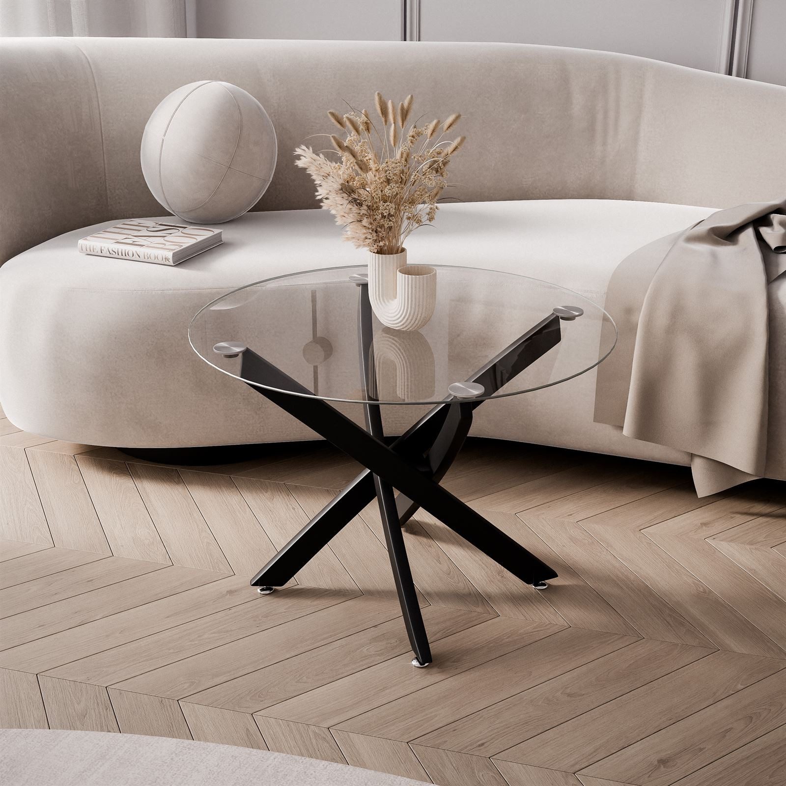 Lookway Couchtisch BEIRA mit Glasplatte (1 Tisch), Durchmesser: ⌀60 cm – Bild 3 von 5