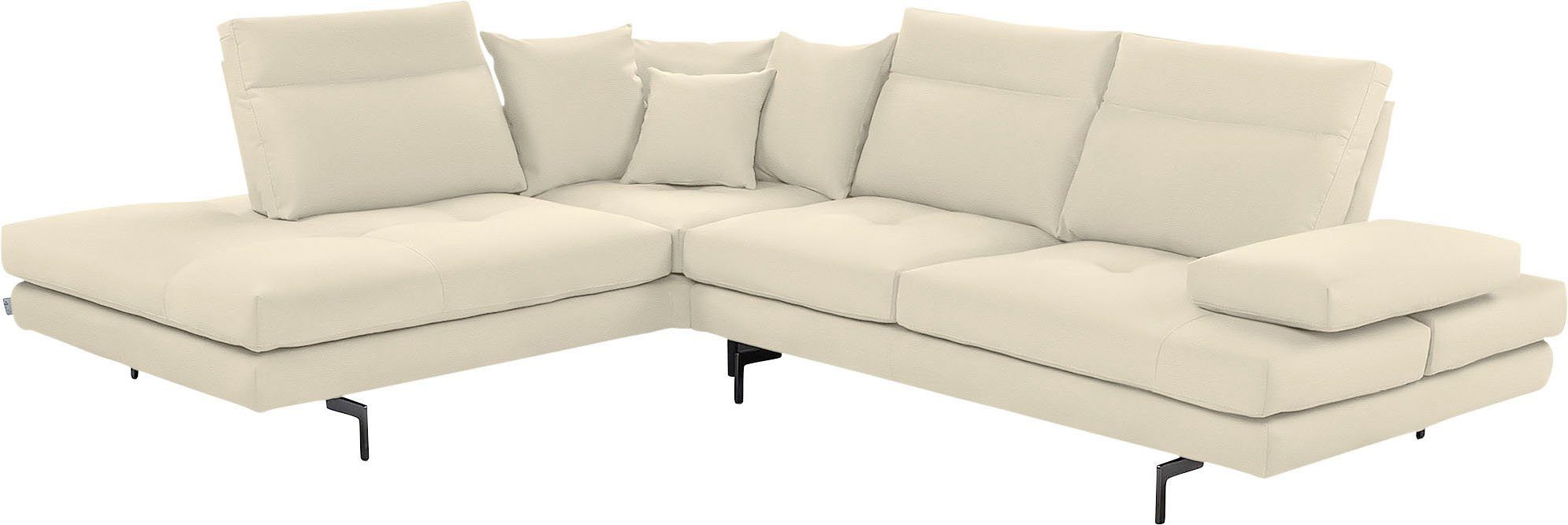 CALIA ITALIA Ecksofa Toby Wing, B/T: 288/232 cm, Designsofa, Premium Sitzkomfort, L-Form, Sitztiefenverstellung, wahlw. mit Kissen-Set,Füße schwarz matt