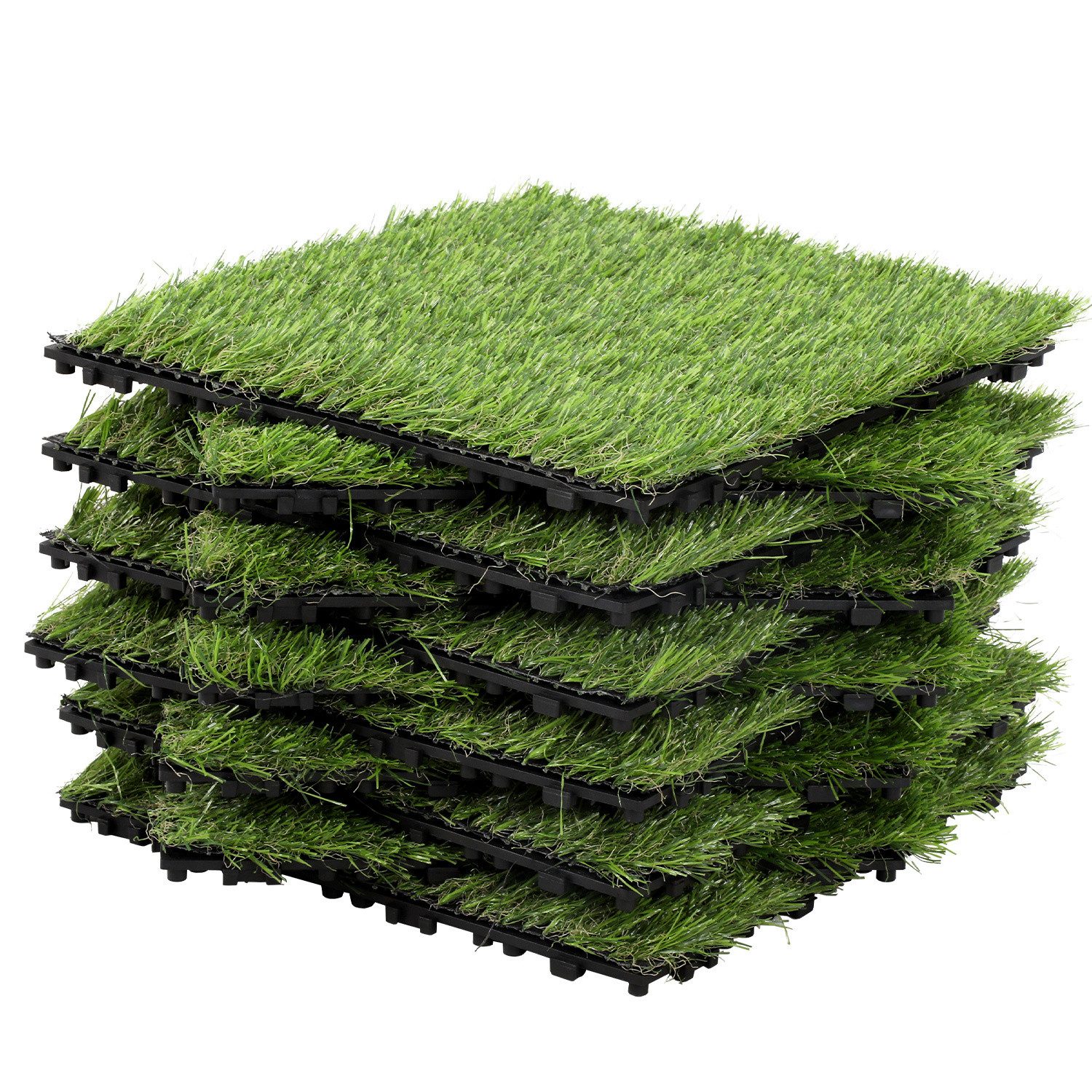Clanmacy Kunstrasen Kunstrasen Terrassenfliesen 11x 30x30cm 1m² Drainage-Klicksystem