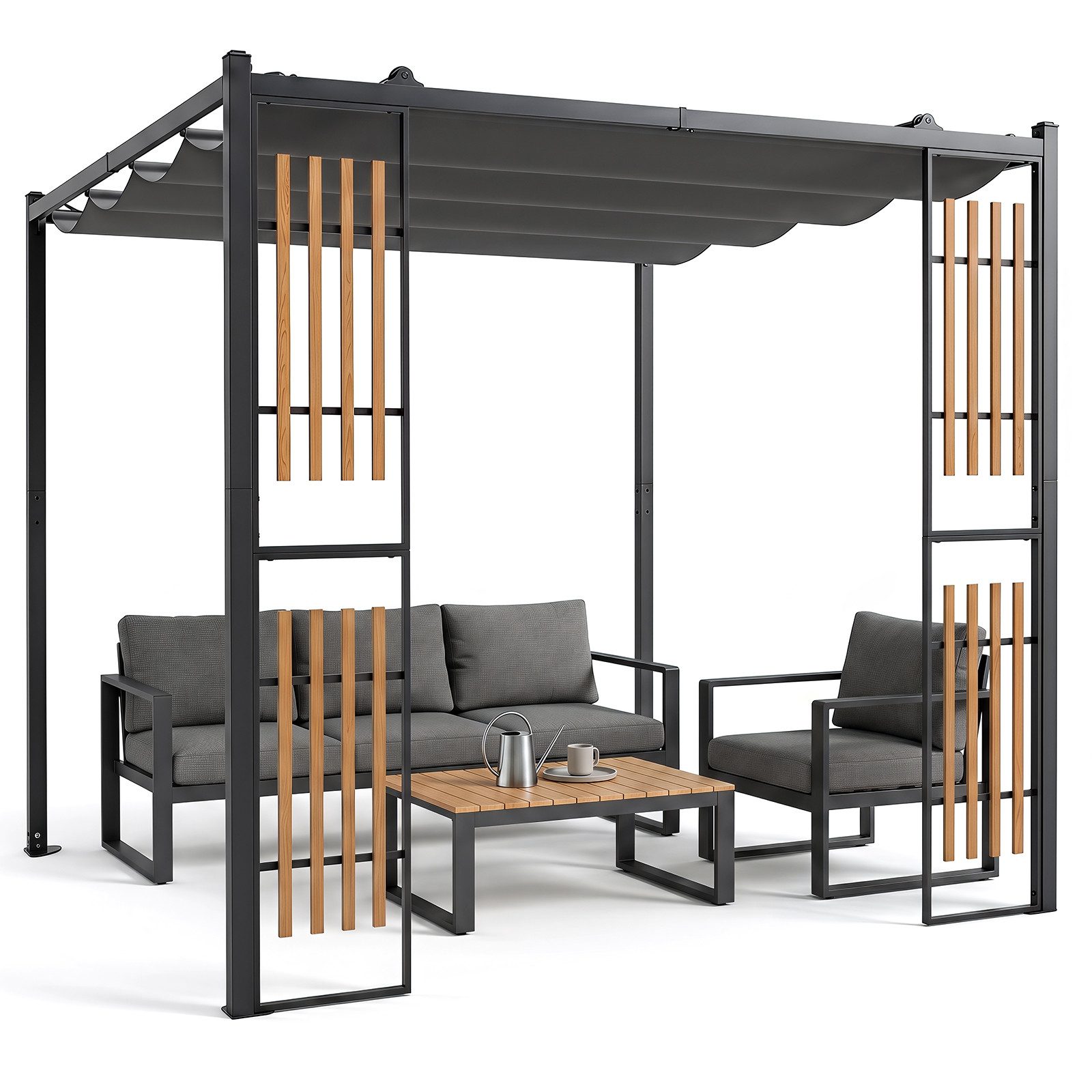 COSTWAY Pavillon, Pergola 2,3 x 2,3 m für Garten, Terrasse, Balkon, Pool