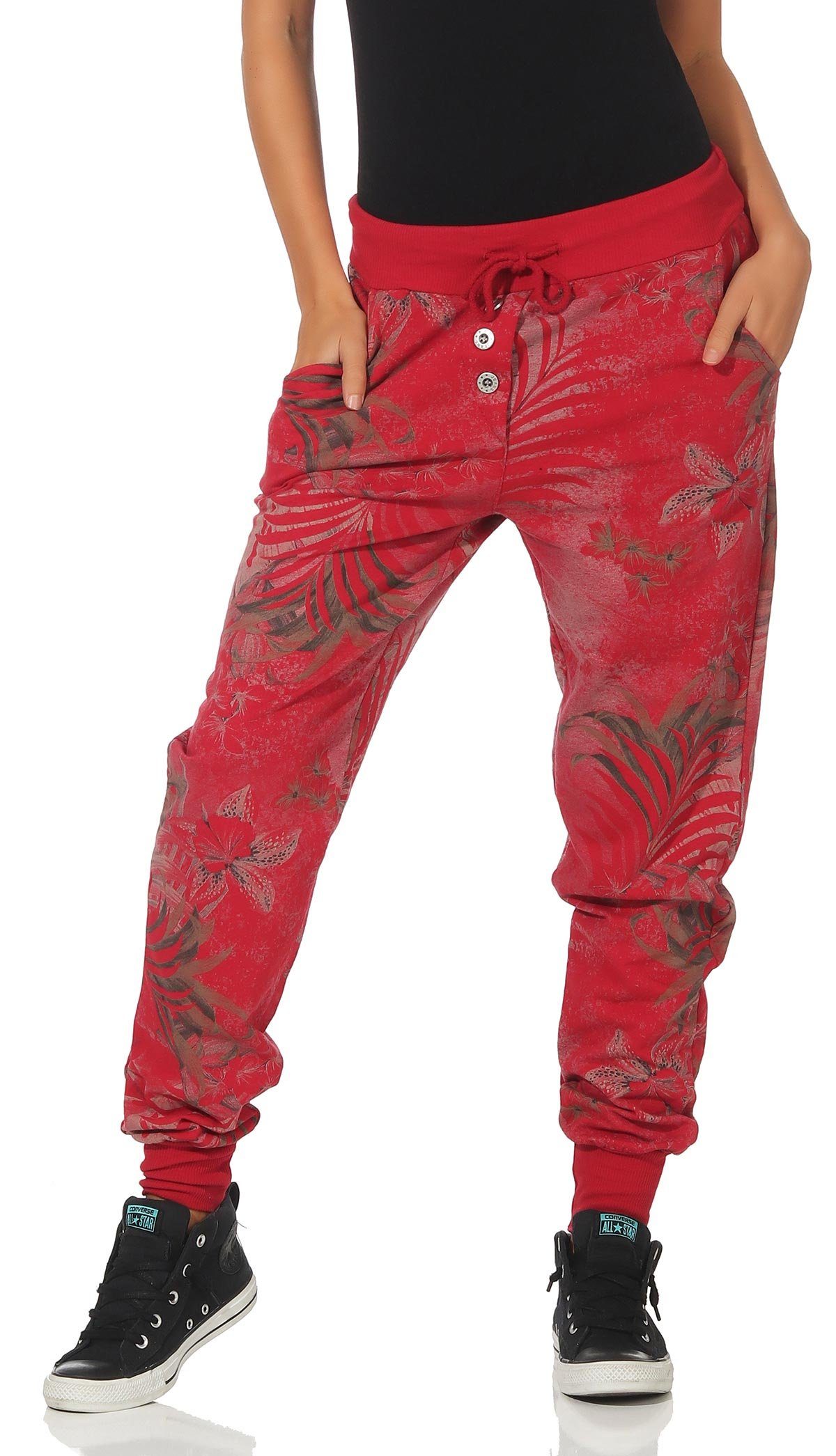 malito more than fashion Jogginghose 83728 Sweatpants mit Jungelprint rot
