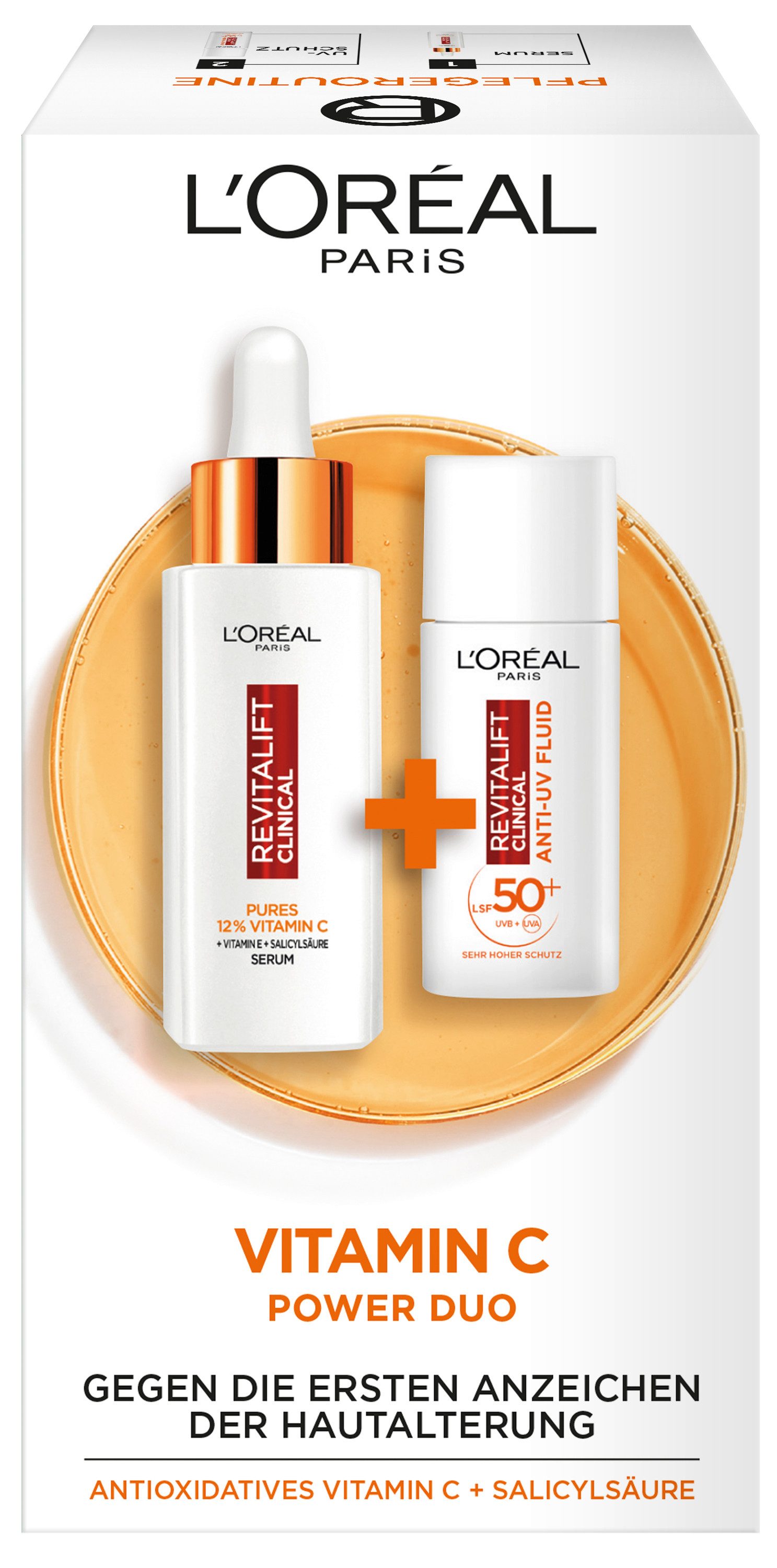 L'ORÉAL PARIS Gesichtspflege-Set REVITALIFT VITAMIN C POWER DUO Set, 2-tlg., LSF 50, beugt Fältchen und Pigmentflecken vor