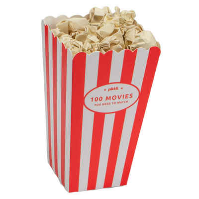 pikkii. Spiel, Filmabend Popcorn Eimer Movie Bucket List - englische Version, 100 Filmtitel als Popcorn