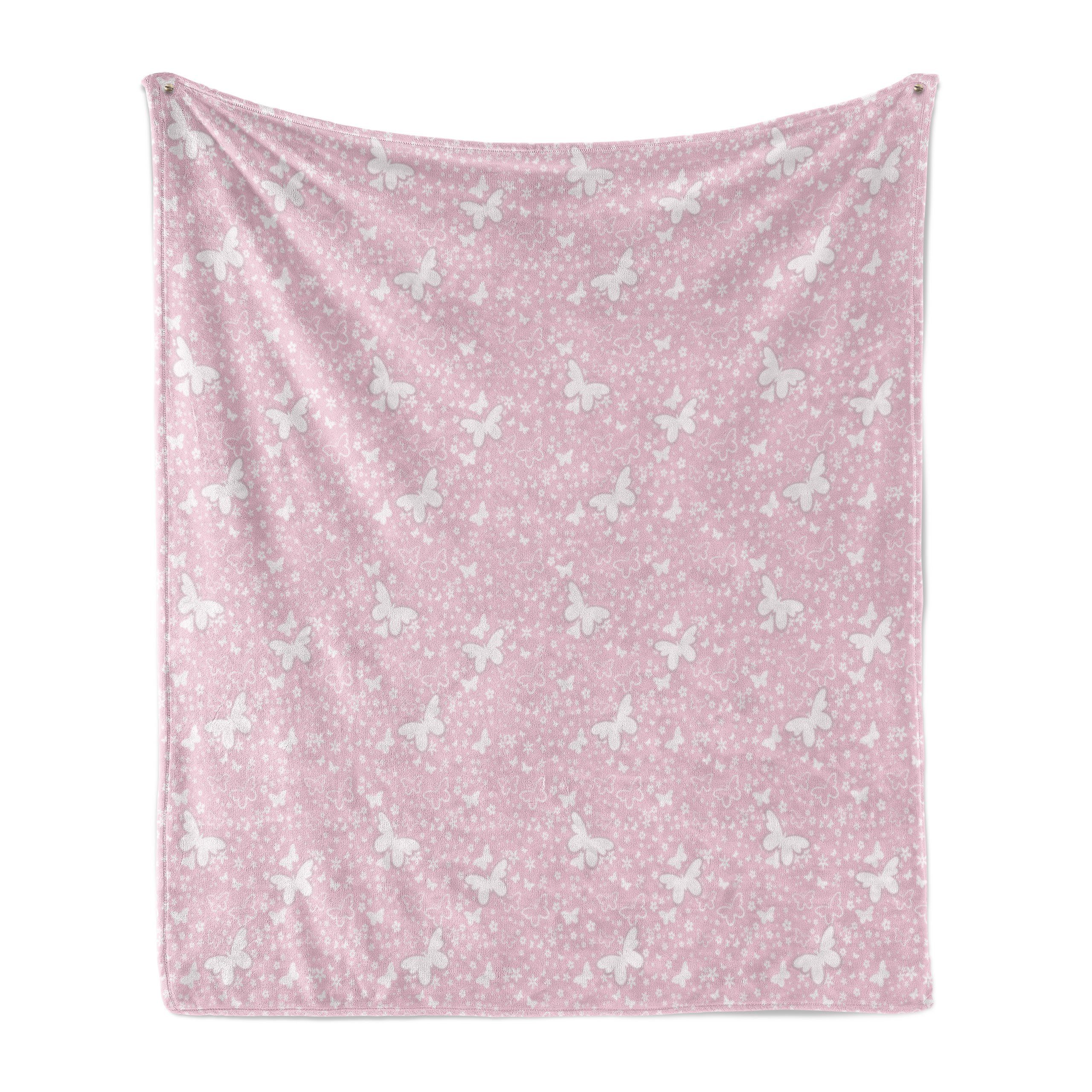 Wohndecke Gemütlicher Plüsch für den Innen- und Außenbereich, Abakuhaus, Schmetterling Soft Pink Floral