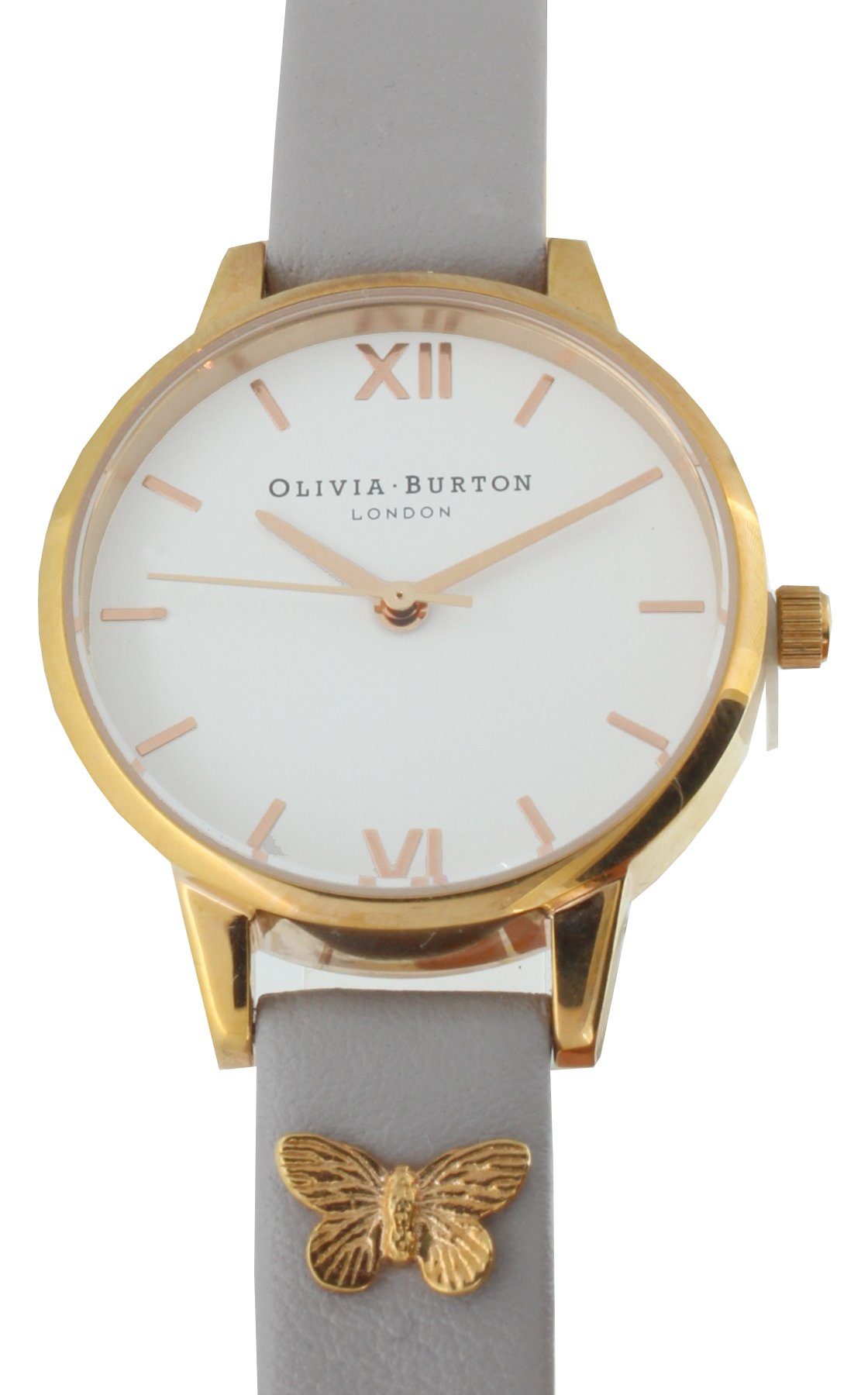 BURTON Rose Gold Embellished Grey & Burton Lilac Strap OLIVIA Quarzuhr OB16MDW39 Olivia