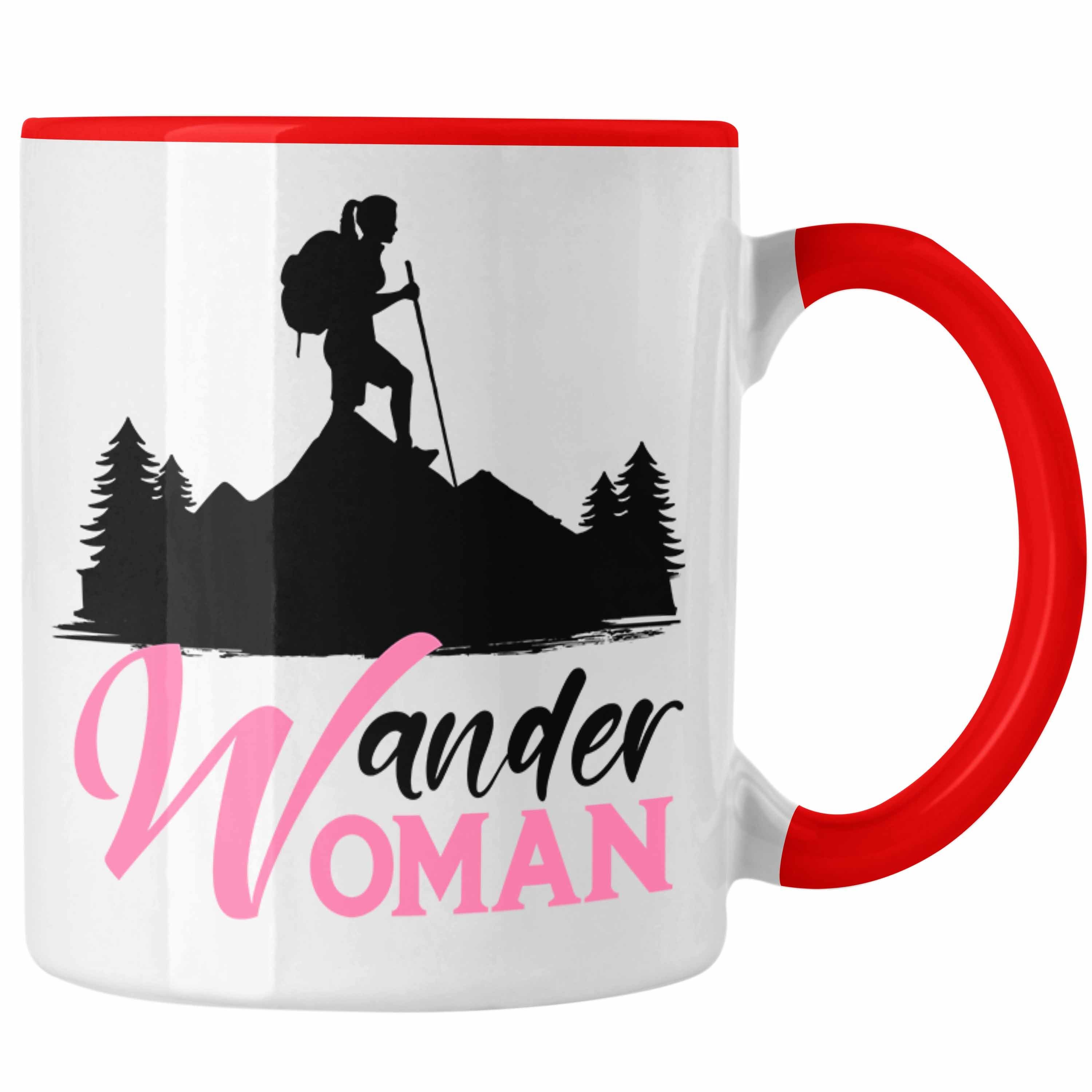 Trendation Tasse Trendation - Wander Woman Tasse Geschenk Wandern Frauen Geschenkidee Lustige Tasse zum Wandern Rot