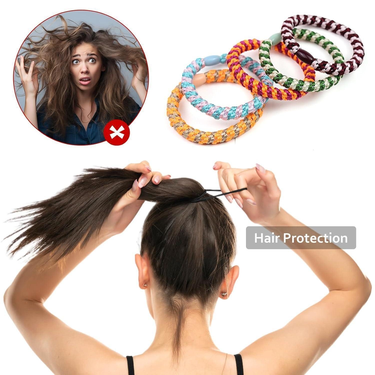 LuxusKollektion Haargummi Haargummi Damen 12 Stück Mehrfarbig geflochten elastisch für alle