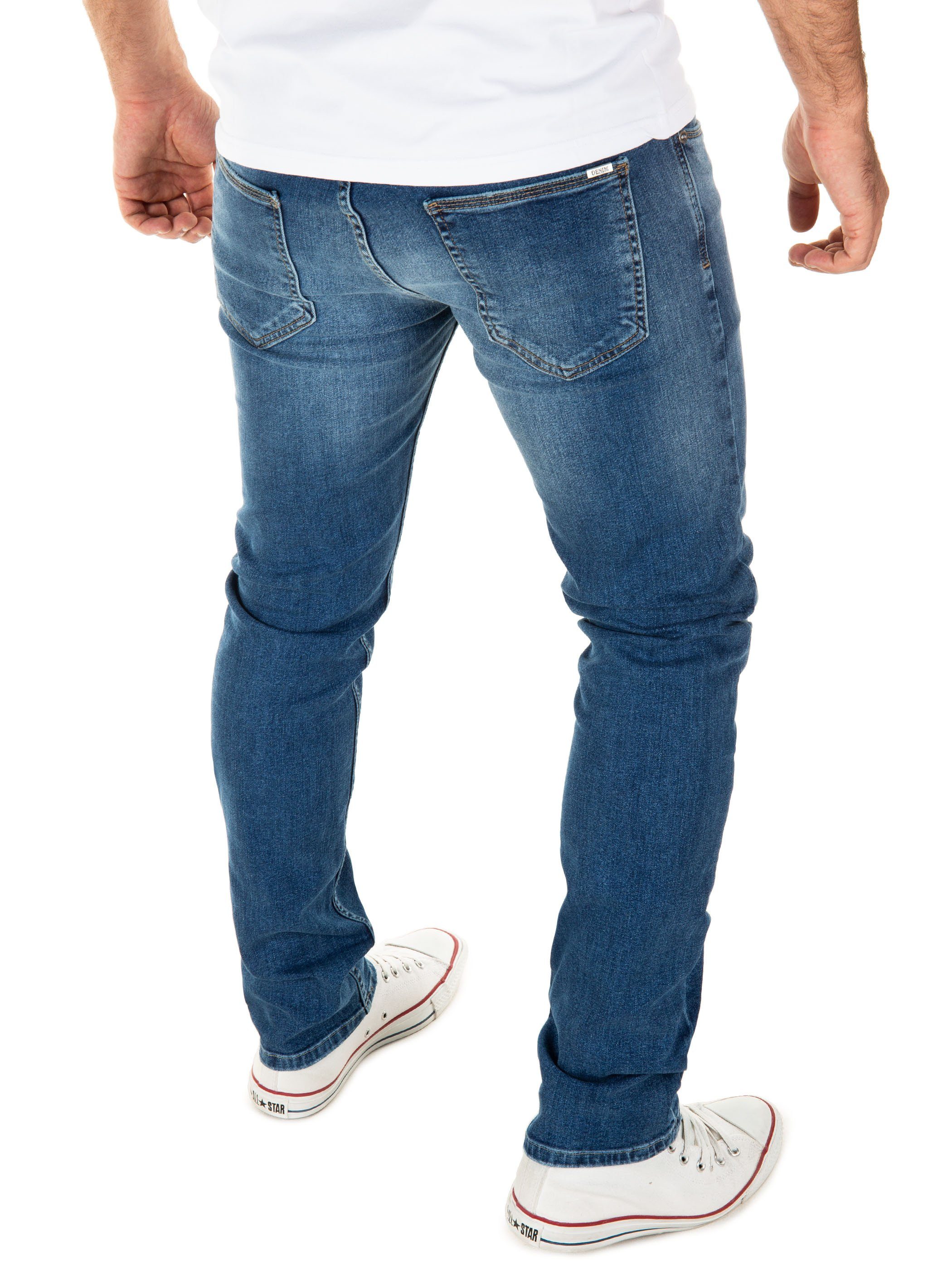 Blau 193928) Indigo Stretchanteil Slim-fit-Jeans Jeans Jeanshose Stretch Justin mit WOTEGA (Blue Herren