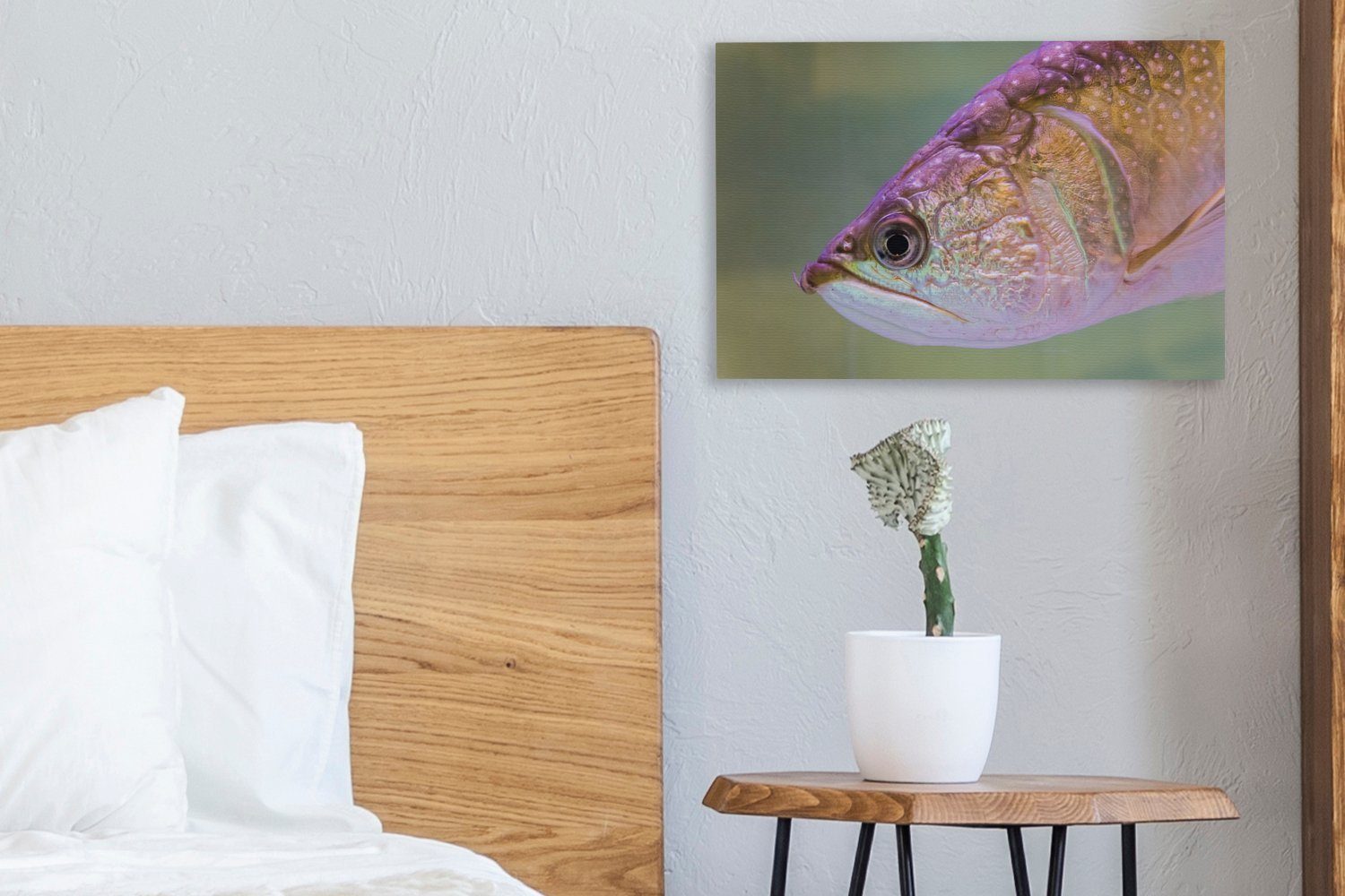 OneMillionCanvasses® Leinwandbild Forelle mit 30x20 St), Wandbild (1 Leinwandbilder, leuchtenden Wanddeko, Farben, cm Aufhängefertig