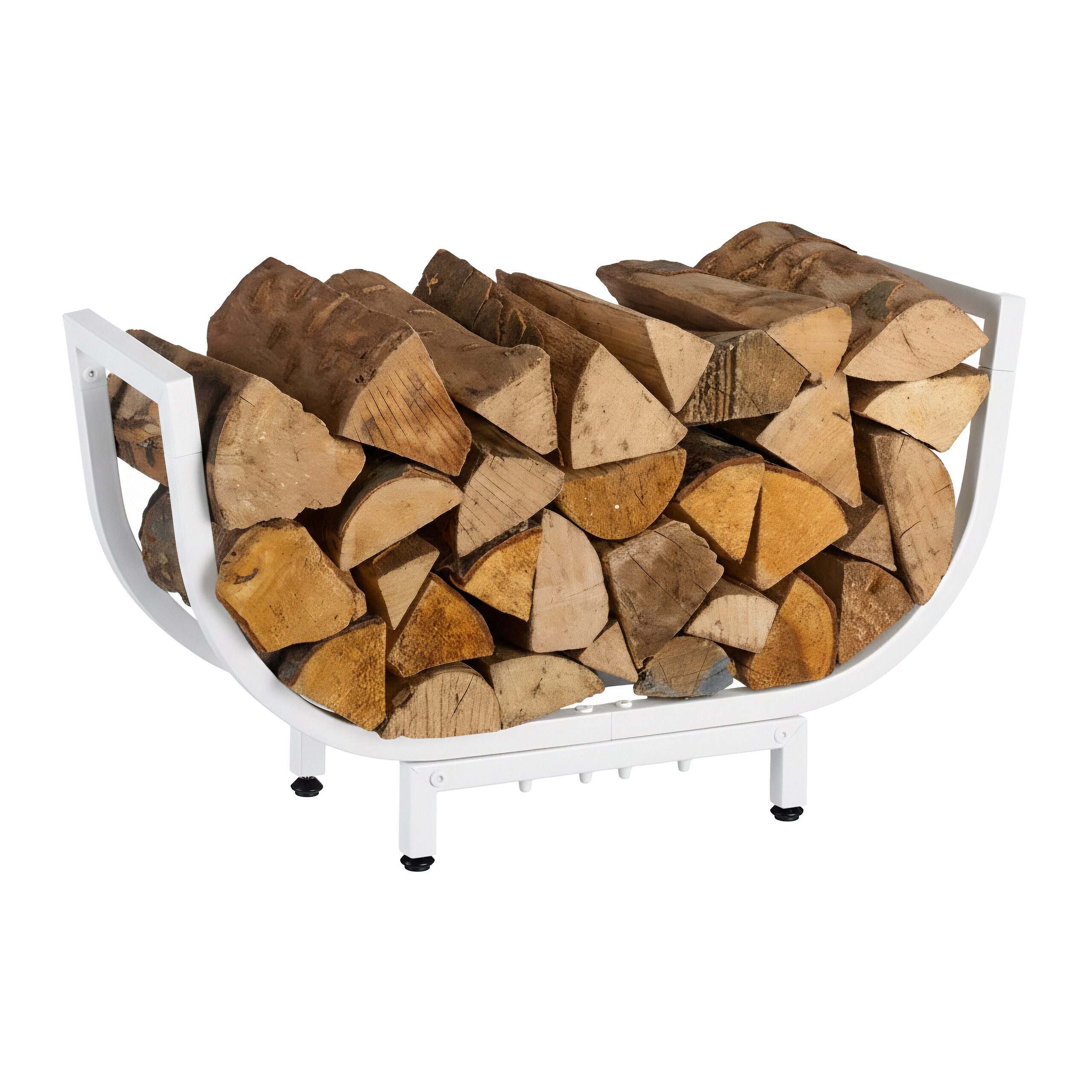 relaxdays Kaminholzregal im geschwungenen Desig, BxTxH:65x21x35 cm, weiß