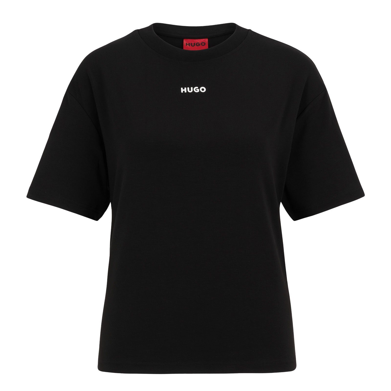 HUGO T-Shirt Shuffle mit Silikon-Logo black markentypischem 001 Shirt