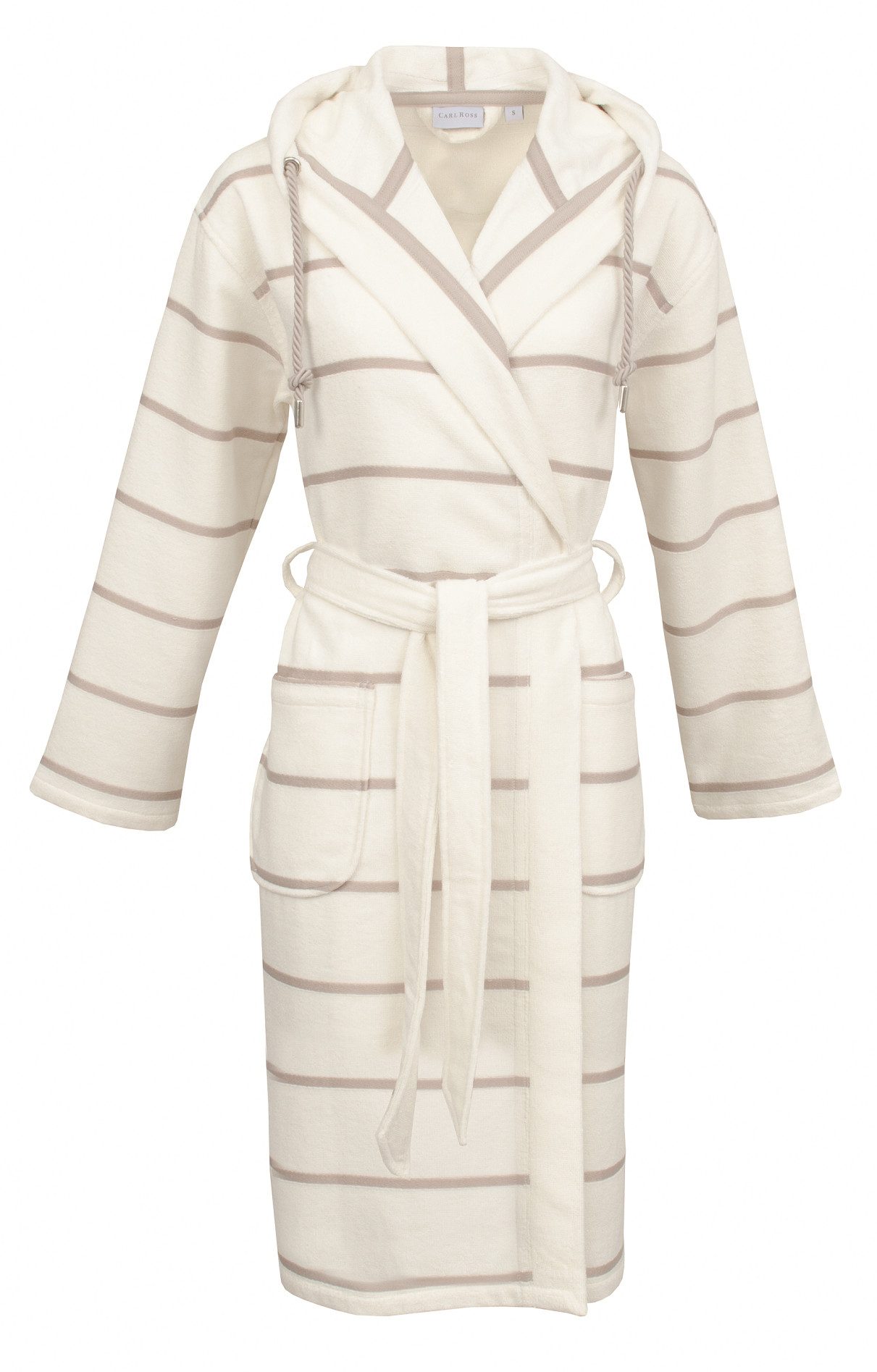Carl Ross Unisex-Bademantel supercombed light, Langform, Frottier, Kapuze, Gürtel, Kapuze