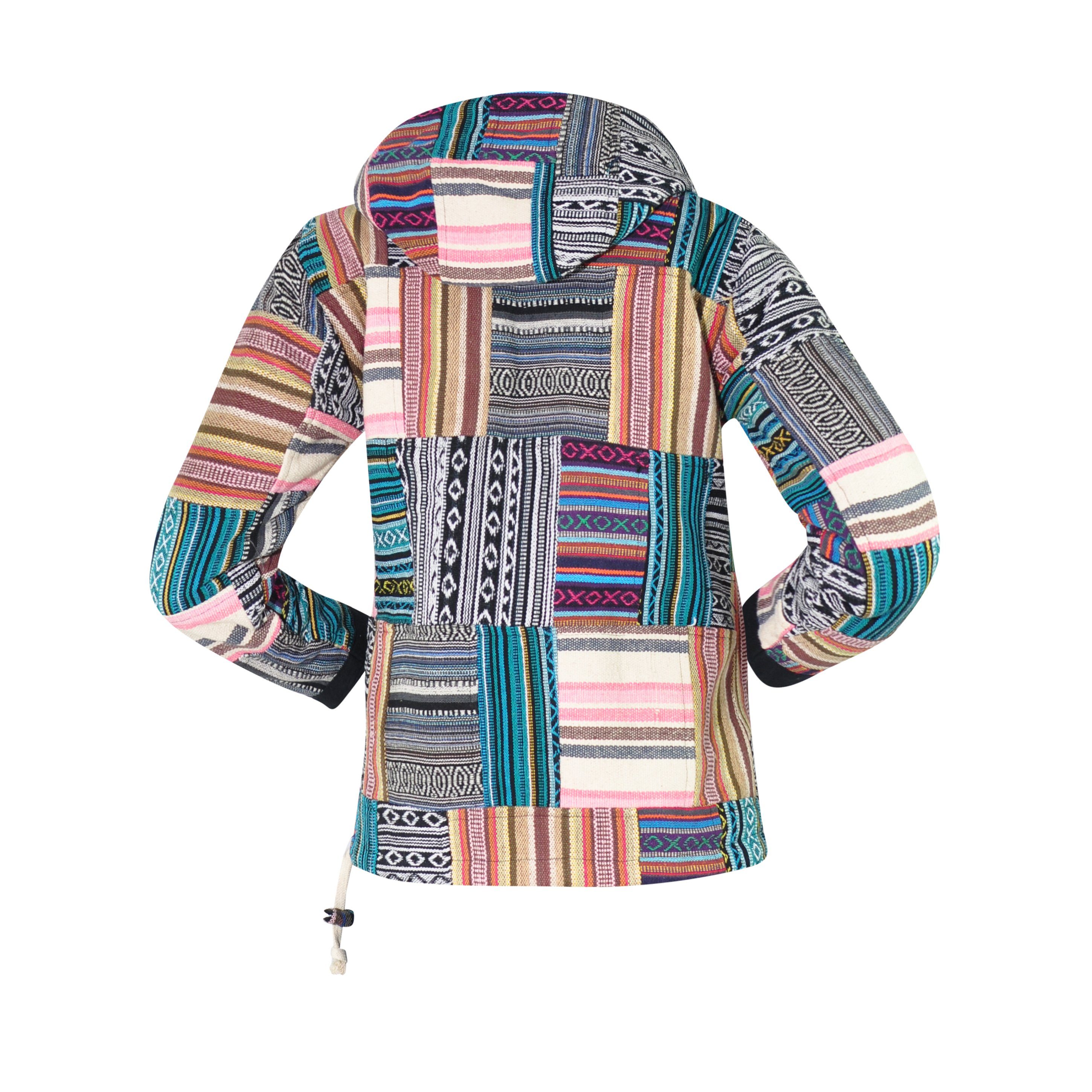 virblatt Cargojacke Patchwork Jacke Damen, Baumwolle, Baja Hoodie Vintage Hoodie Hippie buntes Patchwork