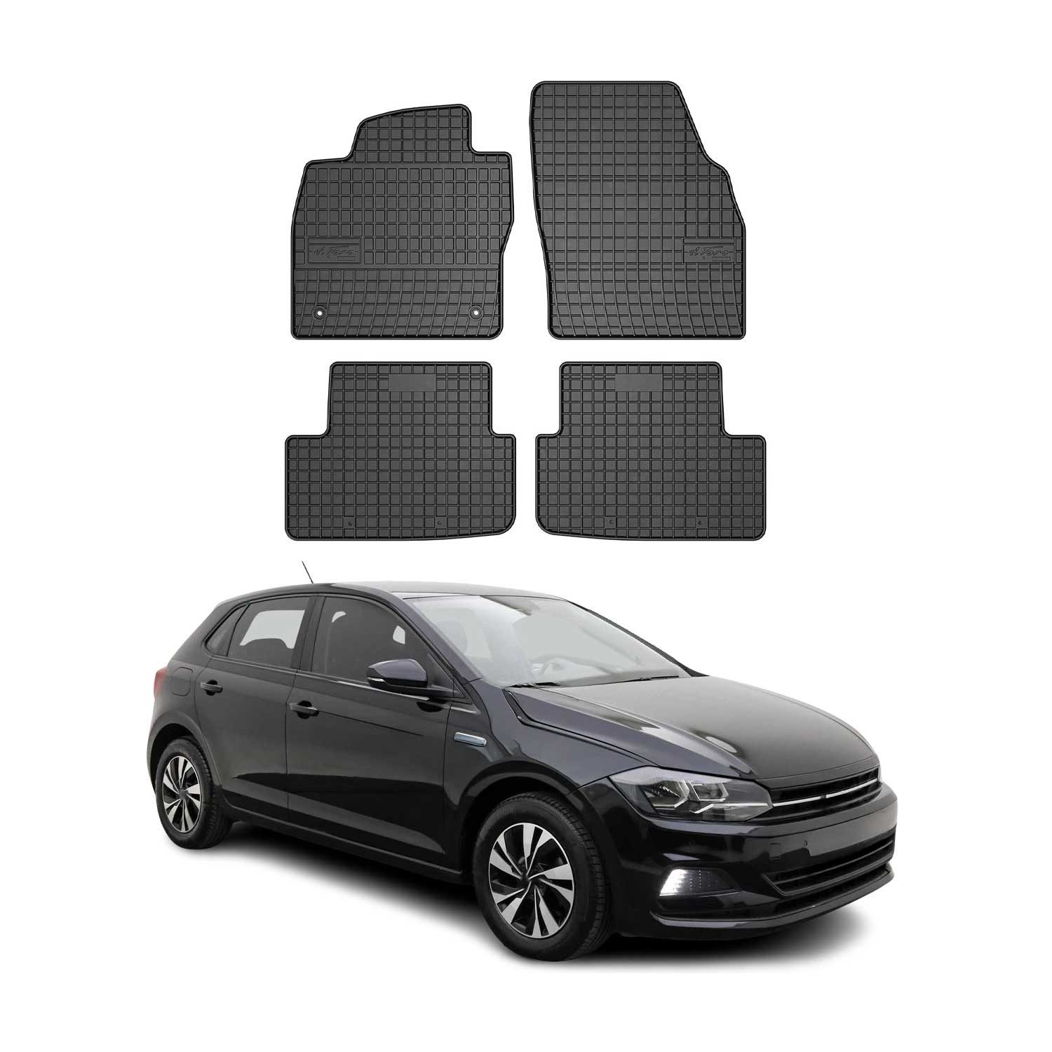 OMAC Auto-Fußmatten für VW Polo 2017-2025 Gummimatten Schwarz 4 tlg (4 St), für VW Polo 2017-2025 VW Polo 2017-2025, Antirutsch,Wasserfest,Einfache Installation
