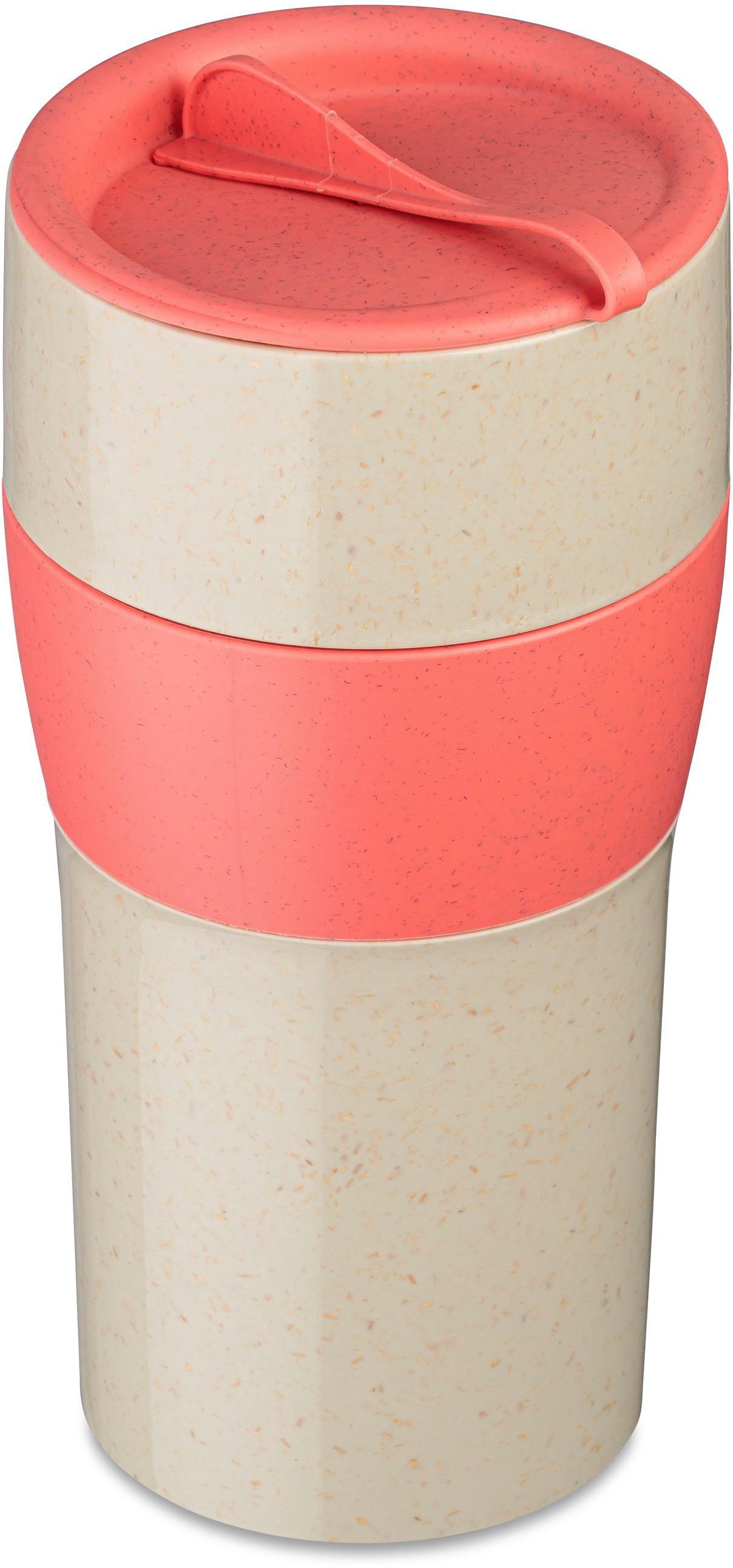 KOZIOL Thermobecher AROMA TO GO XL, Kunststoff, CO² neutral, Made in Germany. Biozirkulärer Kunststoff, 700 ml nature desert sand/nature coral