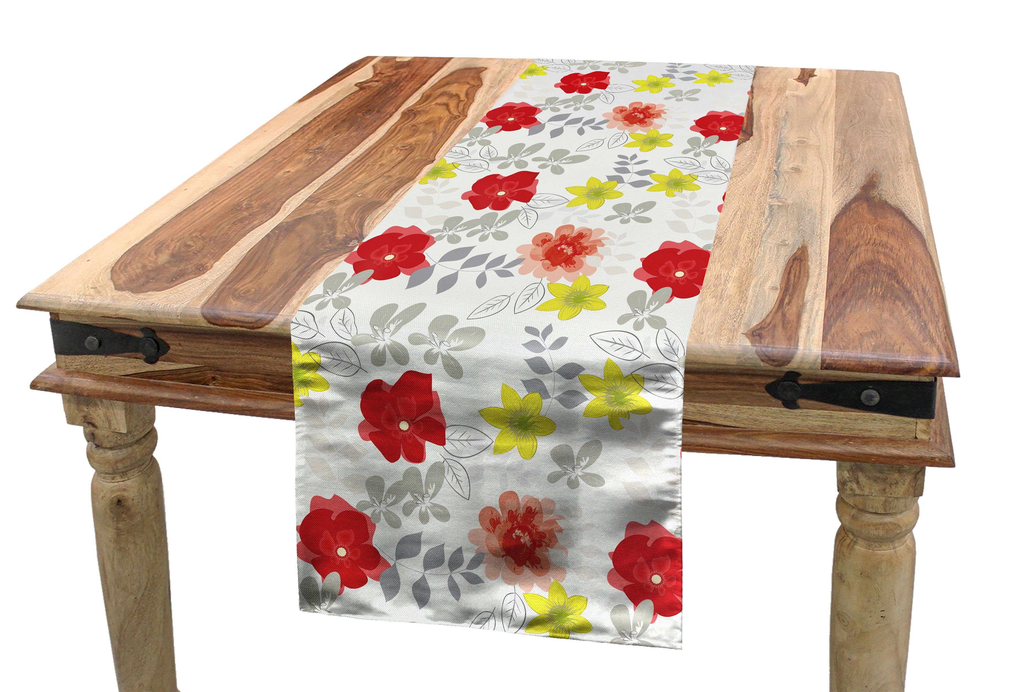 Abakuhaus Tischläufer Esszimmer Küche Rechteckiger Dekorativer Tischläufer, Frühling Schönheit der Sommer-Blüten
