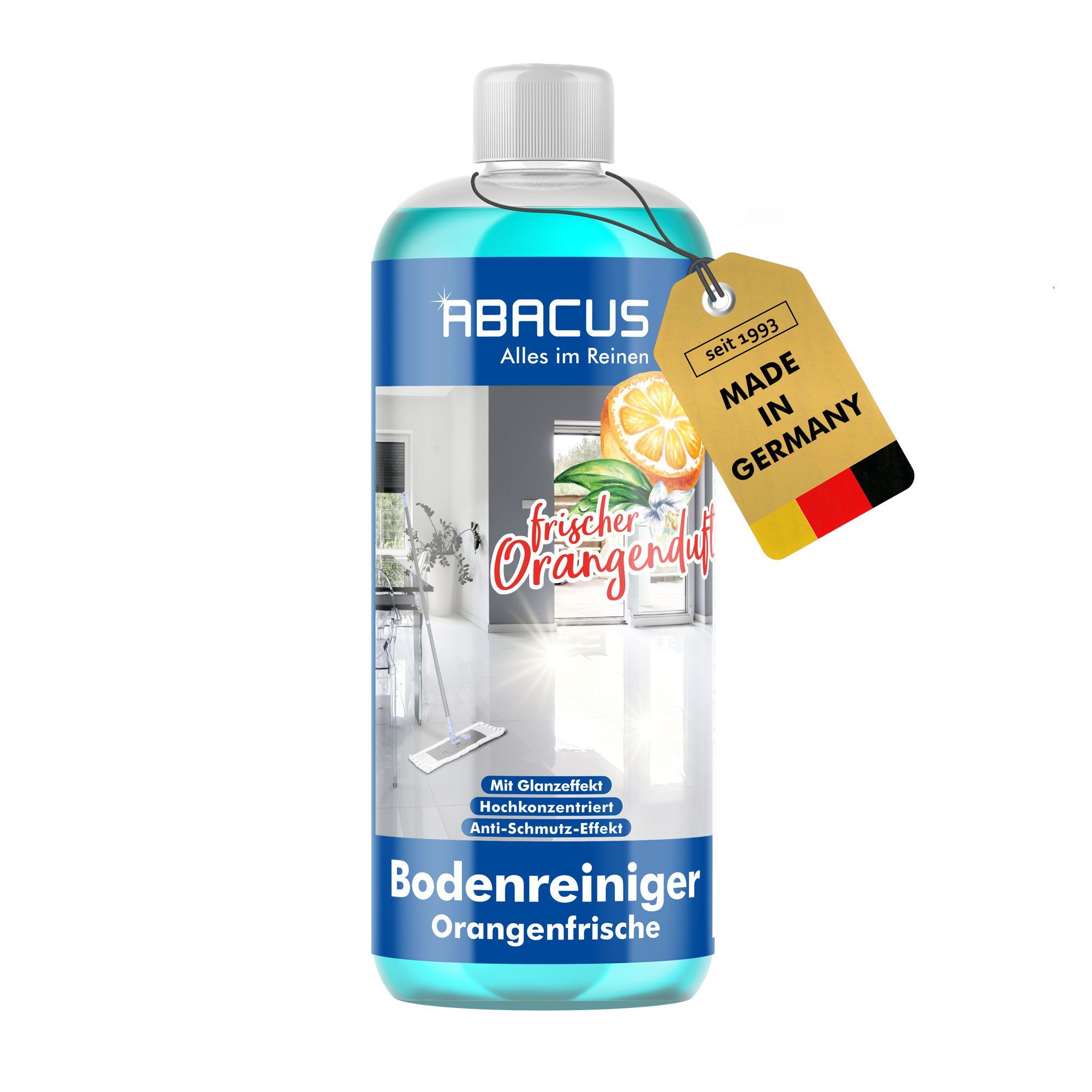 ABACUS Bodenreiniger Orange Fußbodenreiniger Parkettreiniger Allzweckreiniger Fussbodenreiniger (Natürlicher Orangenduft, [- Sehr ergiebig Made in Germany)