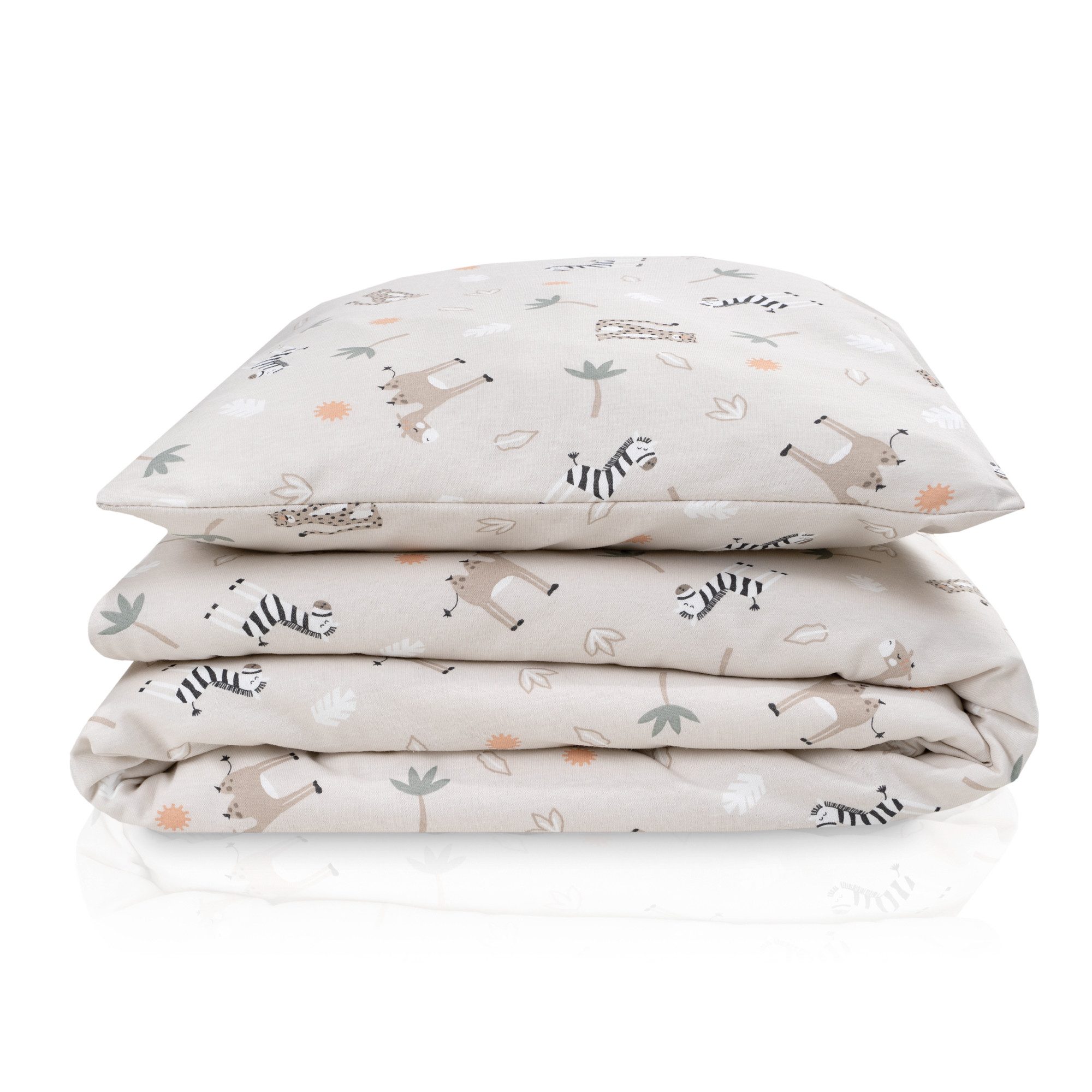 Julius Zöllner Babybettwäsche Savanne beige Bettwäsche Jersey 80x80+35x40, 2 teilig, Baby bettwäsche