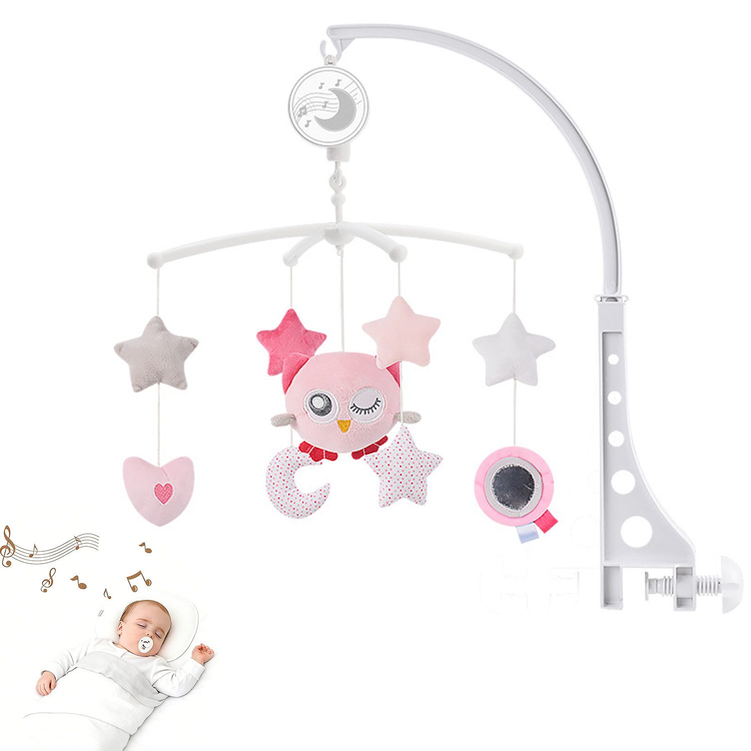 Comfy Mate Mobile Mobile Baby Musikalisches Baby-Mobile fürs Kinderbett Musik-Spielzeug, (Kinderwagen, Babybett Zubehör Spielzeug Baby Windspiel Babymöbel-Set, Süßen Tieren Bettglocke Anhänger Babyzimmer Bett Jungen und Mädchen), Geschenk für Babys von 0–5 Monaten, Neugeborene, Kleinkinder