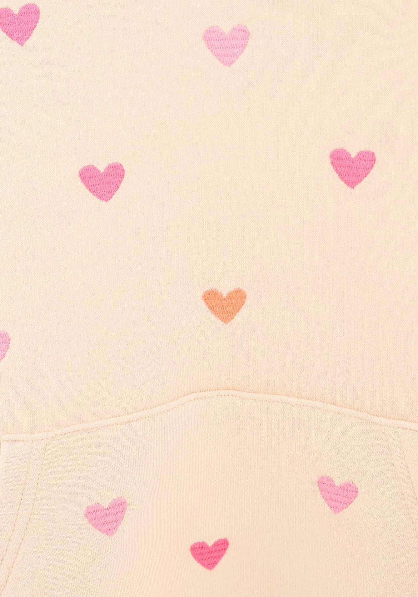Zwillingsherz Hoodie "Hearts" Kids mit gestickten Herzen allover für Mädchen
