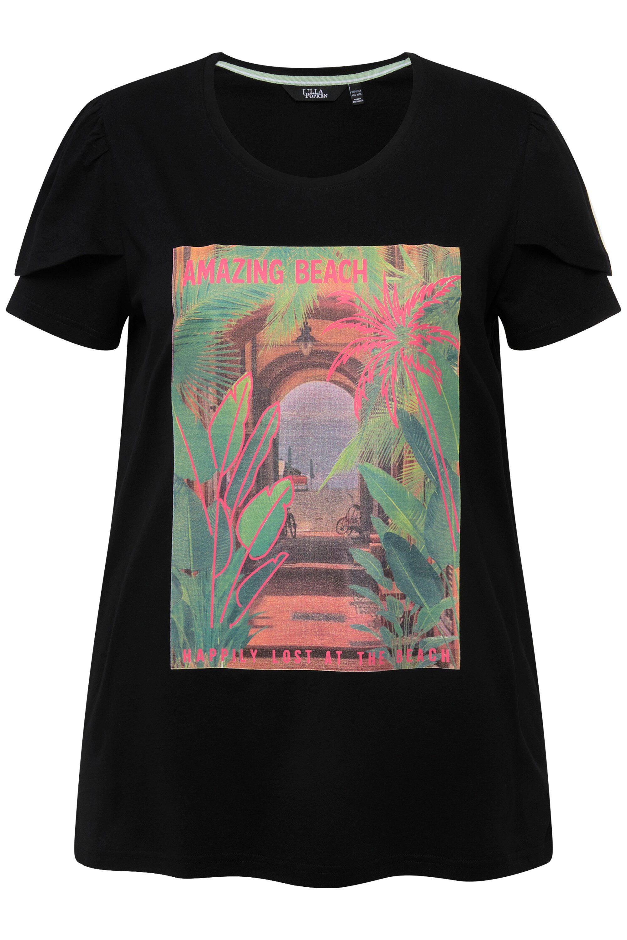 Ulla Popken T-Shirt T-Shirt bedruckt A-Linie Rundhals Halbarm günstig online kaufen