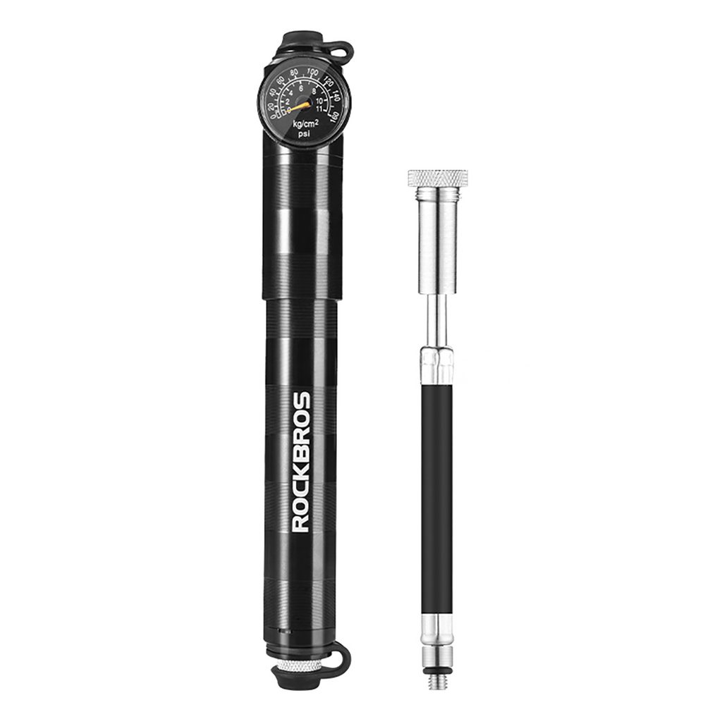 ROCKBROS Fahrradpumpe Minipumpe Handluftpumpe Rennradpumpe (Spar-Set, 1-tlg., 33, 5 cm leicht), 160 PSI, Manometer, einziehbarer Schlauch, 166 g