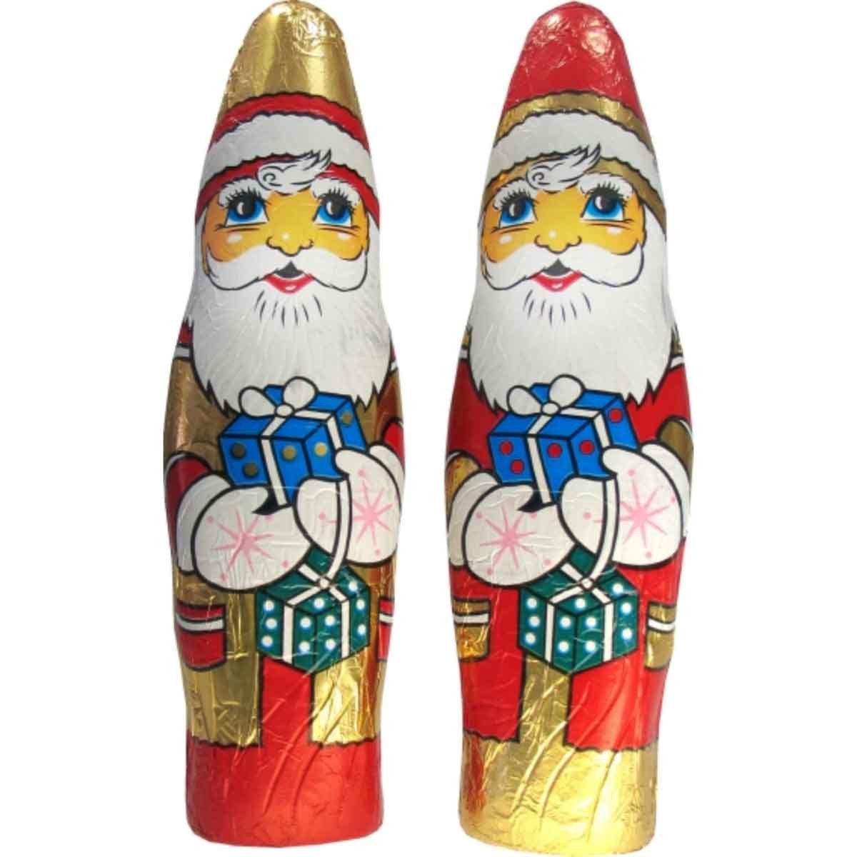 WAWI Schokolade, WAWI Weihnachtsmann mit Geschenk Hohlfigur aus Vollmilch 60g