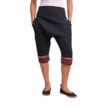 virblatt Cargoshorts Haremshose Damen kurz, Baumwolle, Kurze Aladinhose Pumphose kurz traditionelle asiatische Muster, Beinbund zum Umschlagen