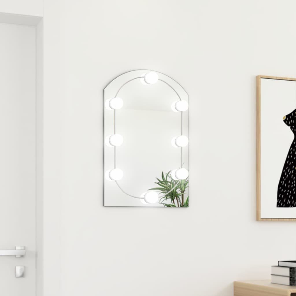 furnicato Wandspiegel Spiegel mit cm LED-Leuchten Bogenförmig 60x40 Glas