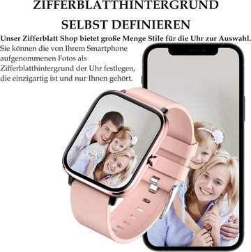 findtime Smartwatch (1,69 Zoll, Android iOS), Damen mit Telefonfunktion Fitnessuhr mit Blutdruckmessung Sportuhr