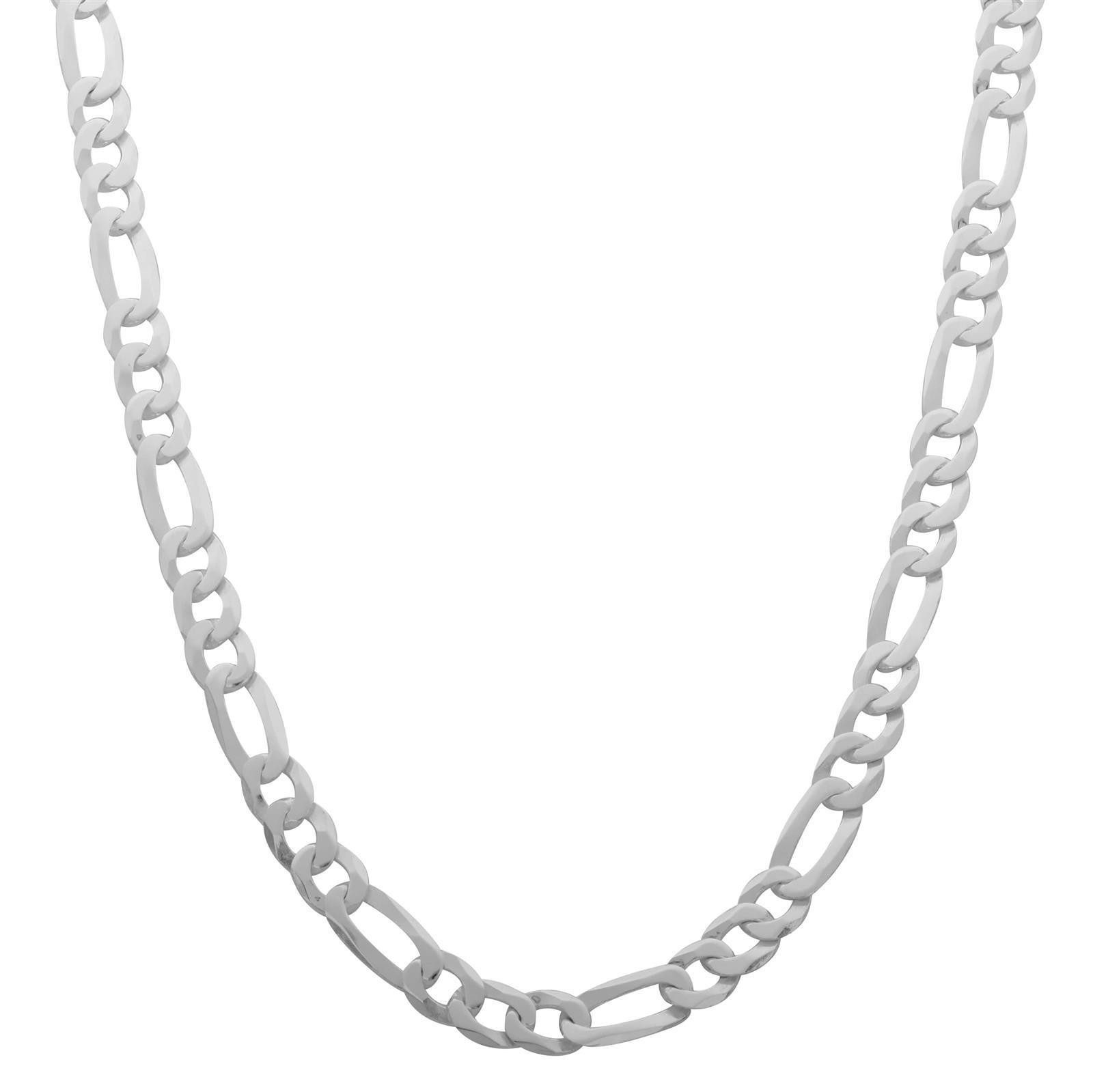 Silberkette Figarokette Silberkette 6,5mm 925er Silber Diamantiert Massiv