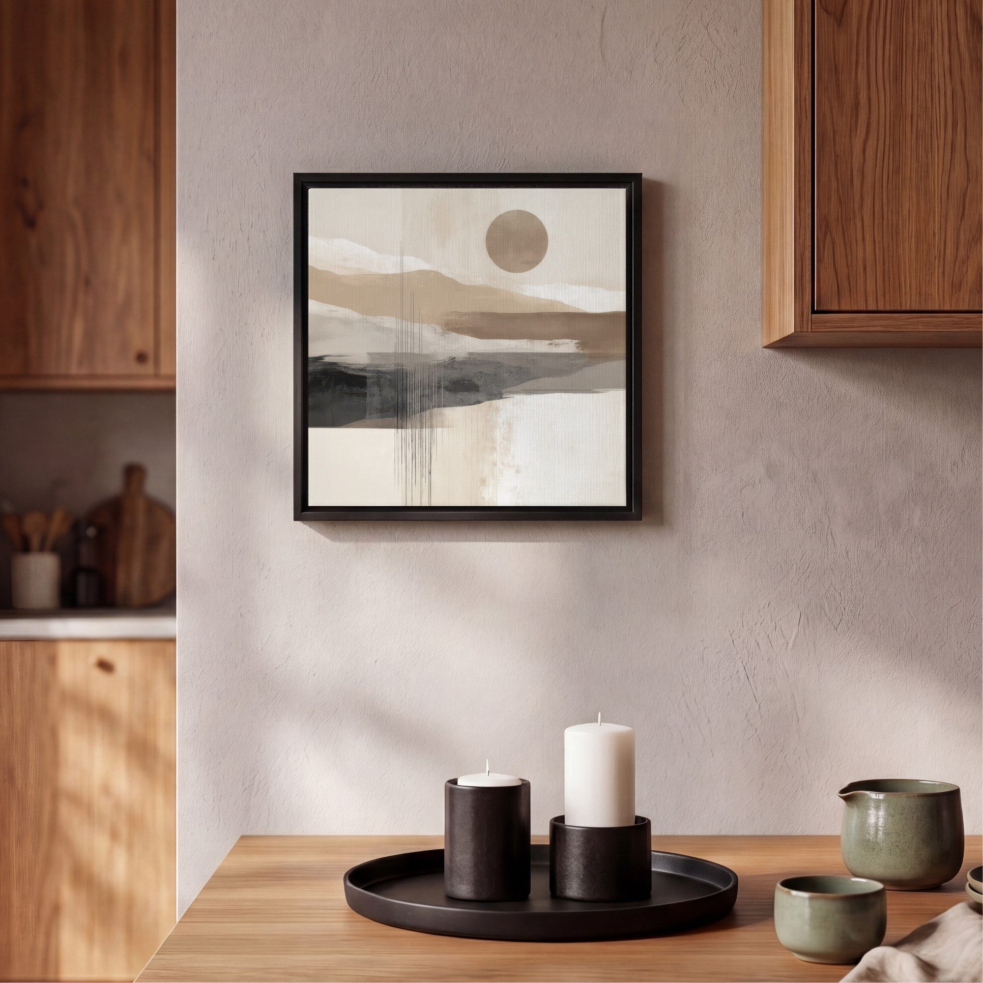 OneMillionCanvasses® Leinwandbild mit Rahmen - Minimalistisch - Landschaft - Dimension, Fotodruck (1 St), Leinwand Bilder Klein, Wand Dekoration Aesthetic 20x20 – Bild 2 von 5
