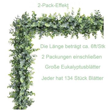 Kunstpflanze Künstliche Eukalyptus-Girlande, künstliche Ranken Gras, zggzerg