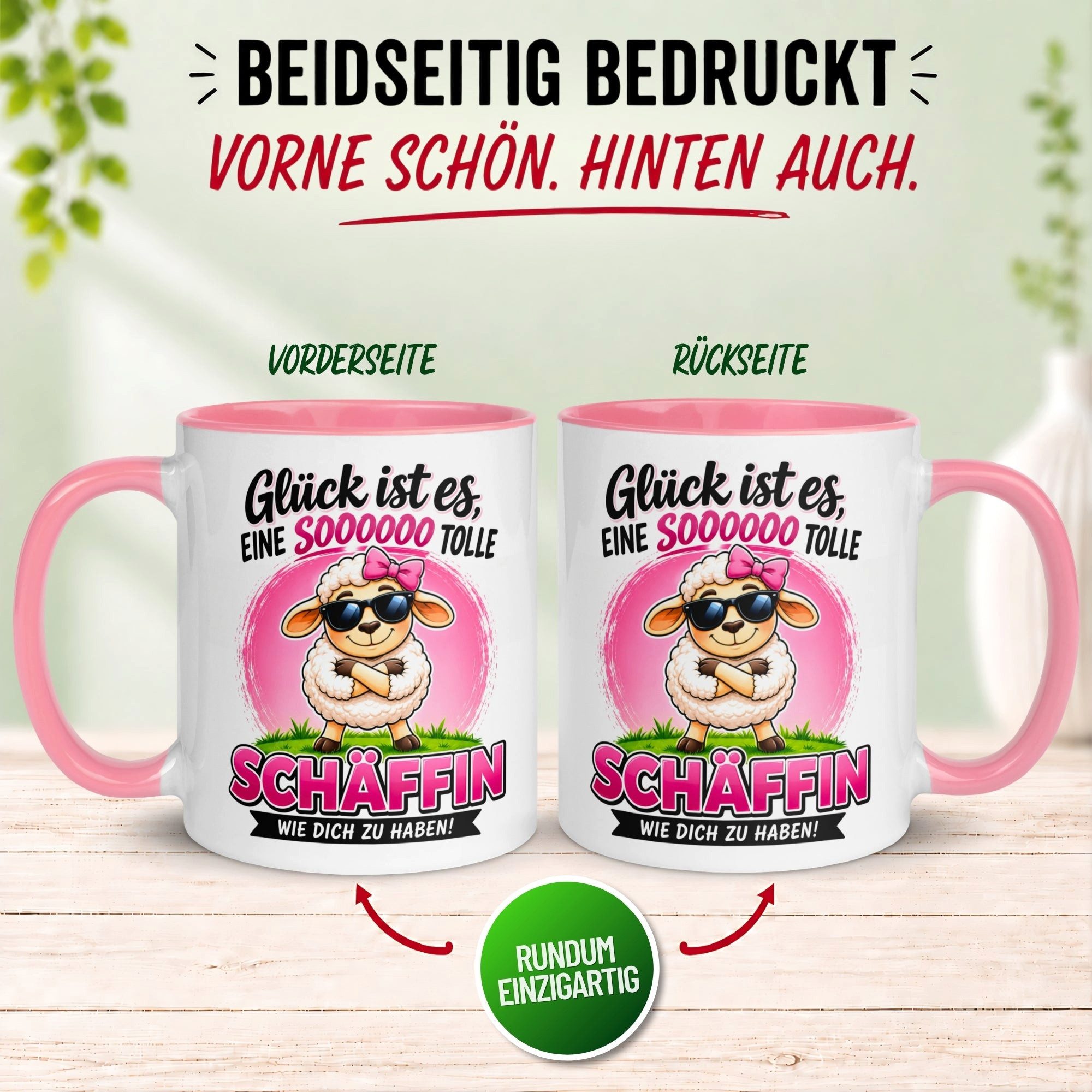 Momentals Tasse Beste Chefin Geschenk – „Glück ist es eine Schäffin wie dich zu haben“, Gratis Versand · Links-&Rechtshänder · Spülmaschinenfest – Bild 4 von 5