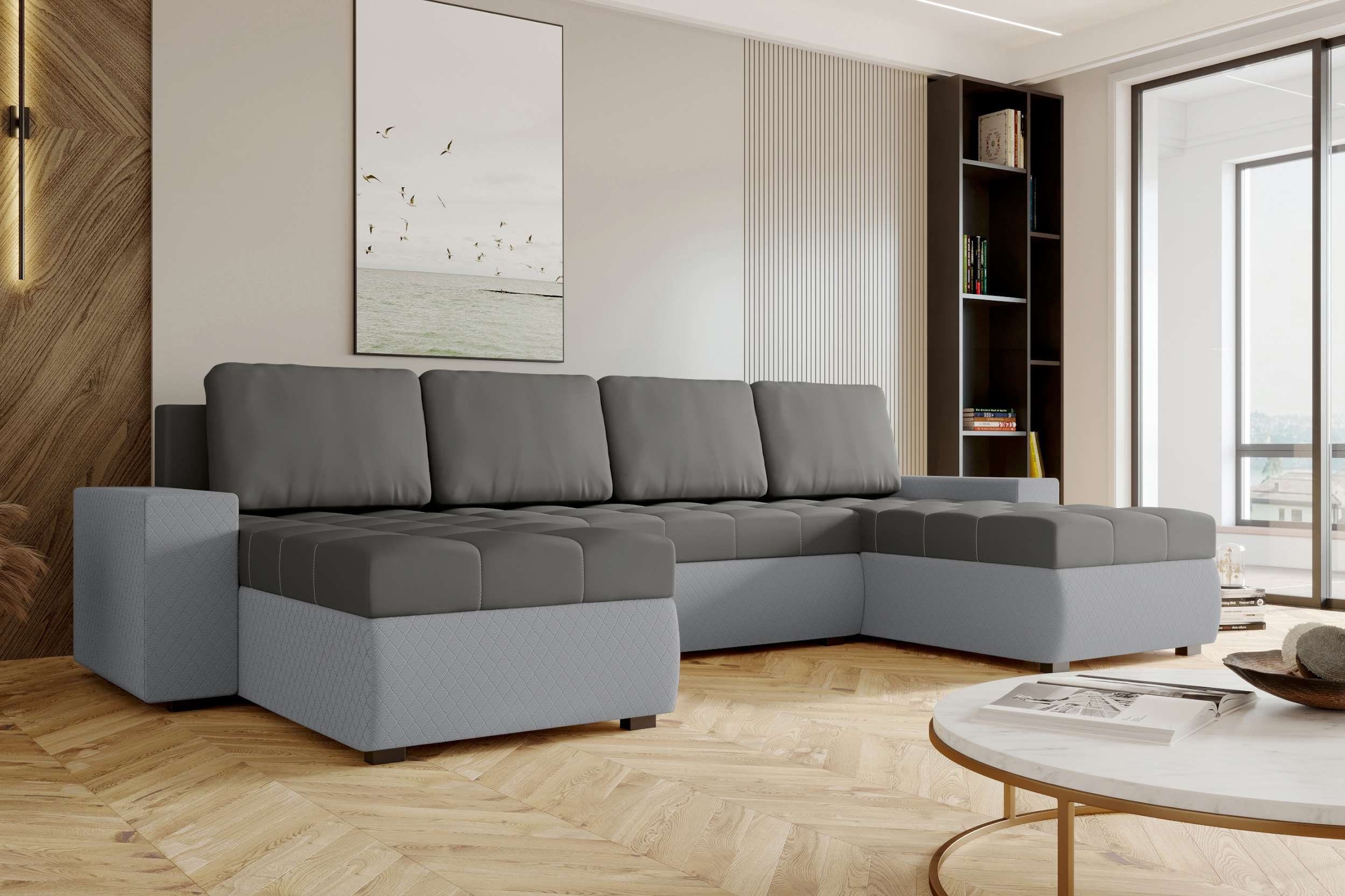 Bettfunktion, Sofa, mit Bettkasten, Sitzkomfort, Amelia, Stylefy Design mit U-Form, Wohnlandschaft Modern Eckcouch,