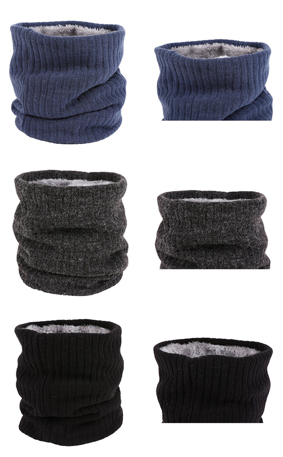 Unisex-Schal,warmer Doppellagiger Modeschal DÖRÖY blau gepolsterter Winterschal zumStricken