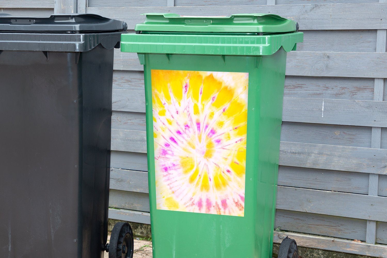 Container, - (1 Krawattenfärbung - Sticker, Sommer St), Wandsticker Mülleimer-aufkleber, Mülltonne, MuchoWow Abfalbehälter Lila