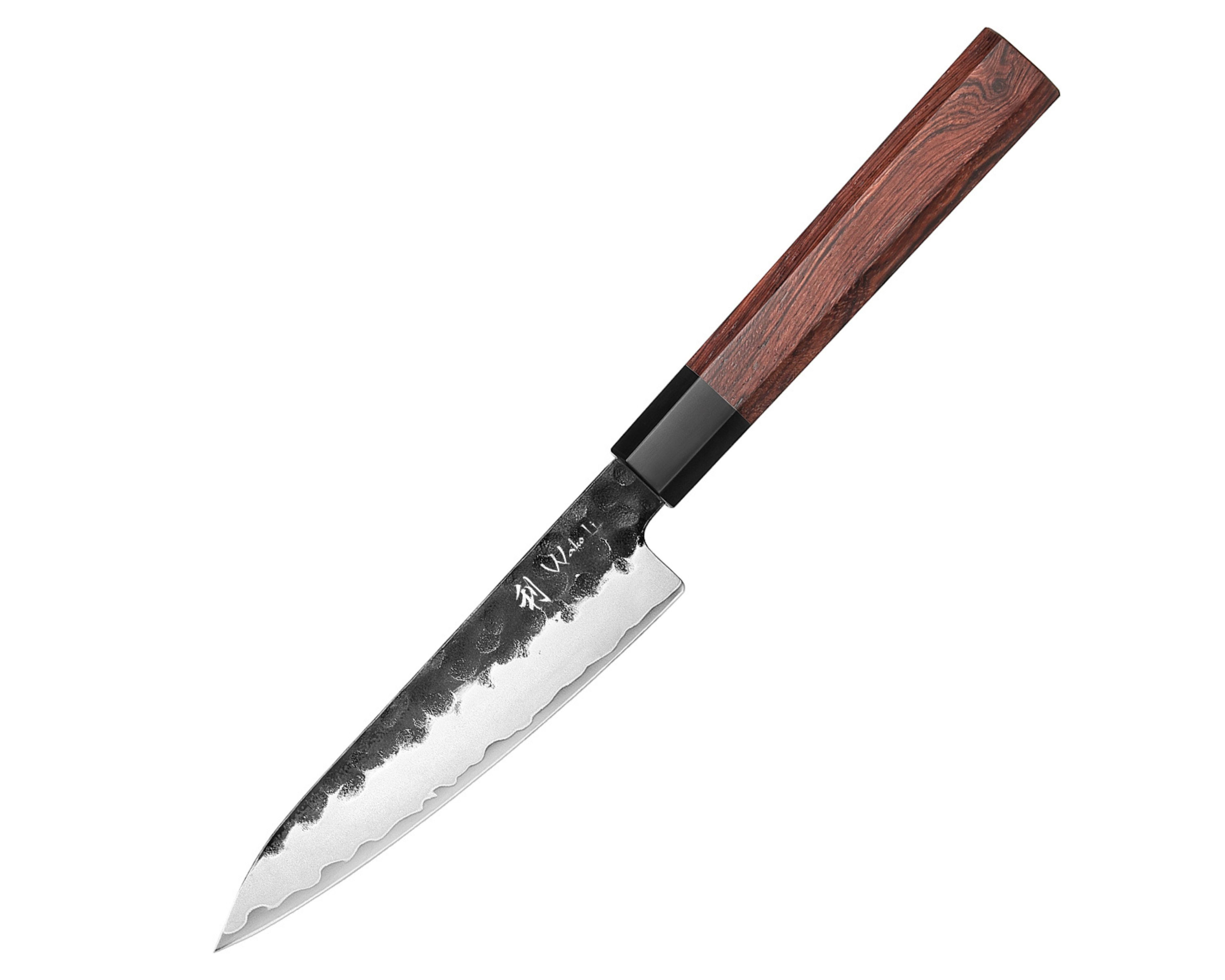 Wakoli Obstmesser Kensei Serie Officemesser 11,5 cm Klinge, Redwood & schwarze Eiche, 3 Lagen Verbundstahl