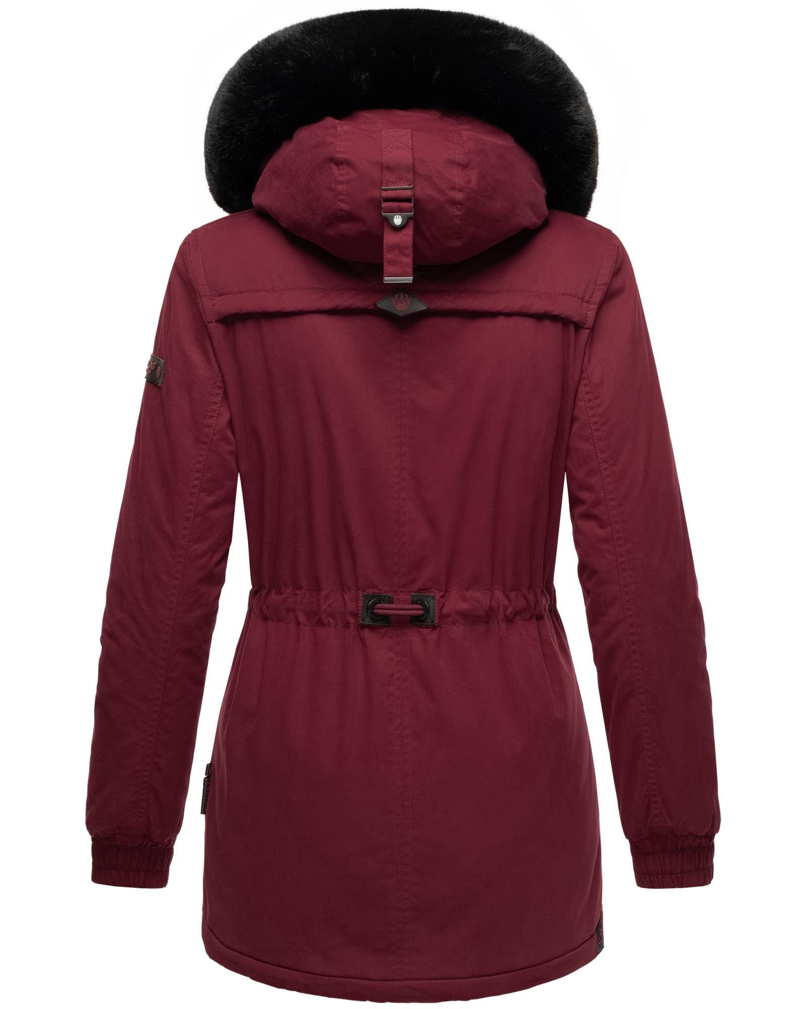 Marikoo Wintermantel Olessaa Sportlicher Winter Baumwoll-Parka bordeaux den für