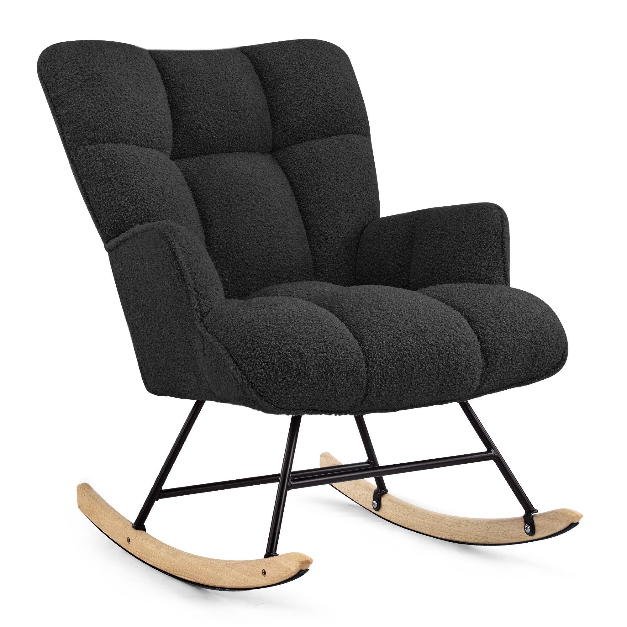 Aunekiv Schaukelstuhl Moderner Relaxsessel & Schaukelsessel in Teddyplüsch-Optik (1 St), perfekt als Stillstuhl & Lesesessel für Wohn- und Babyzimmer