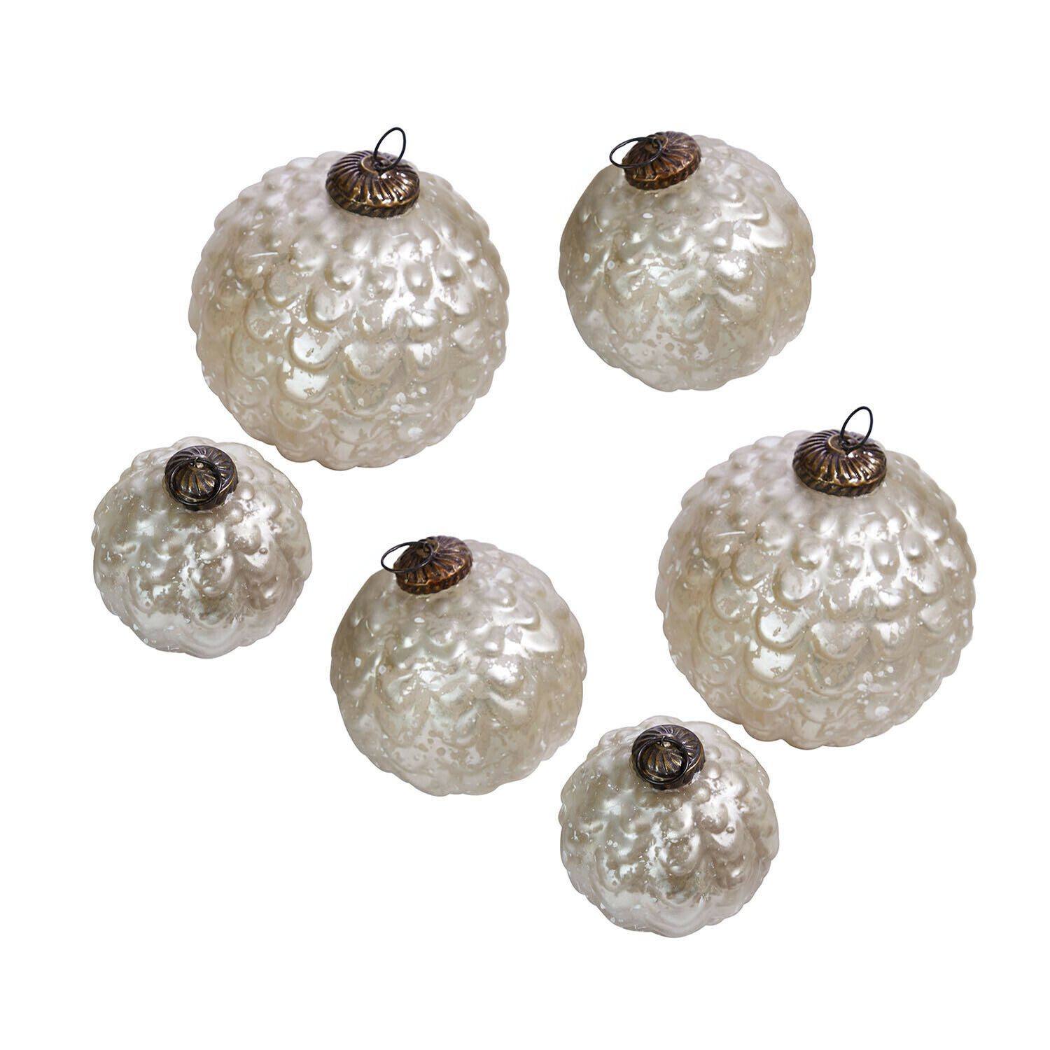 Mirabeau Christbaumschmuck Weihnachtskugel 6er Set Domara antiksilber/creme