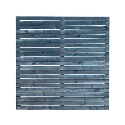 Mega-Holz Sichtschutzelement Sichtschutz Rhombus Kiefer Grau lasiert 180 x 180 cm Gartenzaun, (Sparset, 7-St., mit Pfosten und Flechtzaunhaltern), Doppelt Lasiert