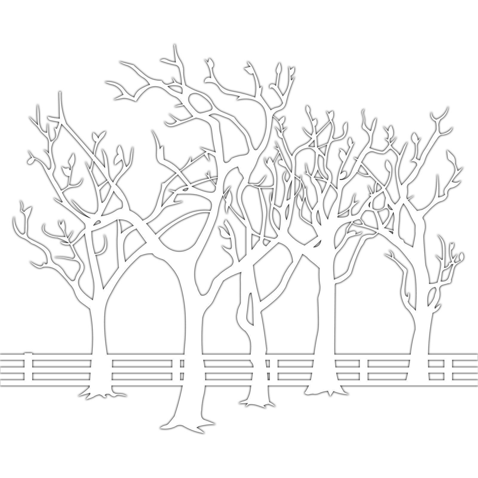 Jumpeak Wanddekoobjekt Zaun Baum Metall Wanddekoration, Bäume, Natur, Metall, Hergestellt aus Metall,Schwarz,Weiß,2 Größe