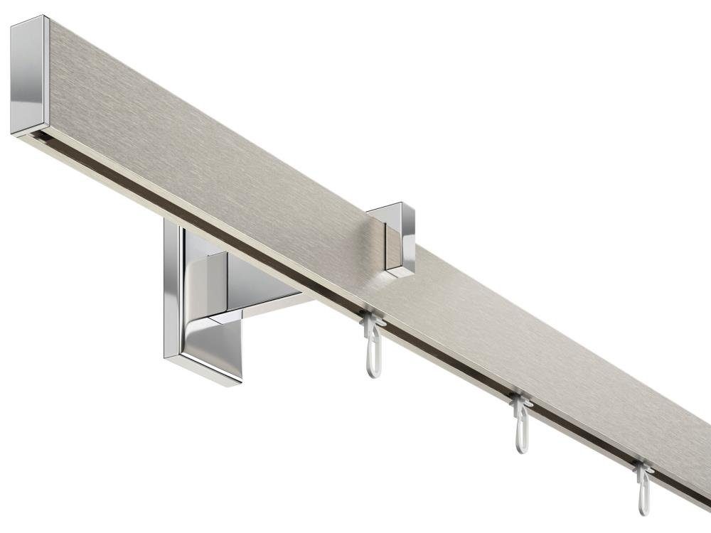 DécoProfi Schienensystem Gardinenstange eckig SHORT 1-läufig, Wandträger, verschraubt, Aluminium / Zinkguss, Set komplett
