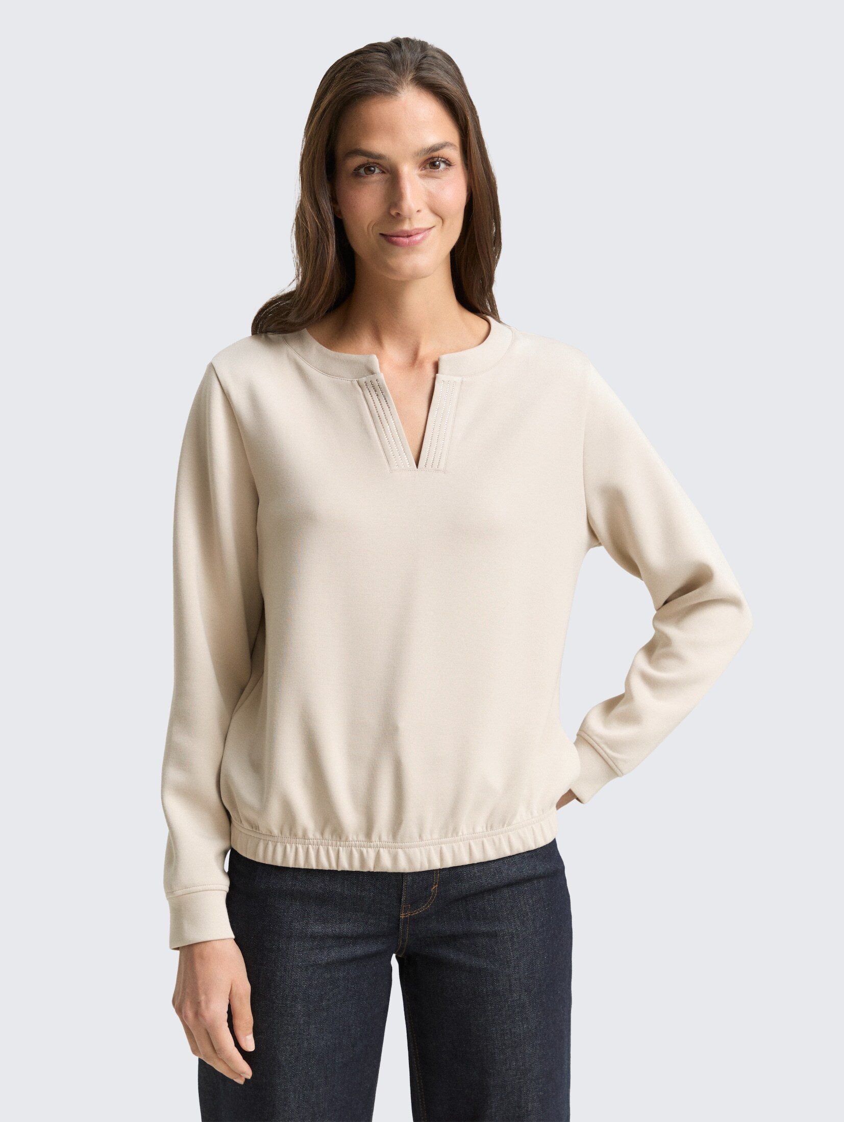 TOM TAILOR Sweatshirt Strick & Sweatshirts Scuba Sweatshirt mit Strasssteinen