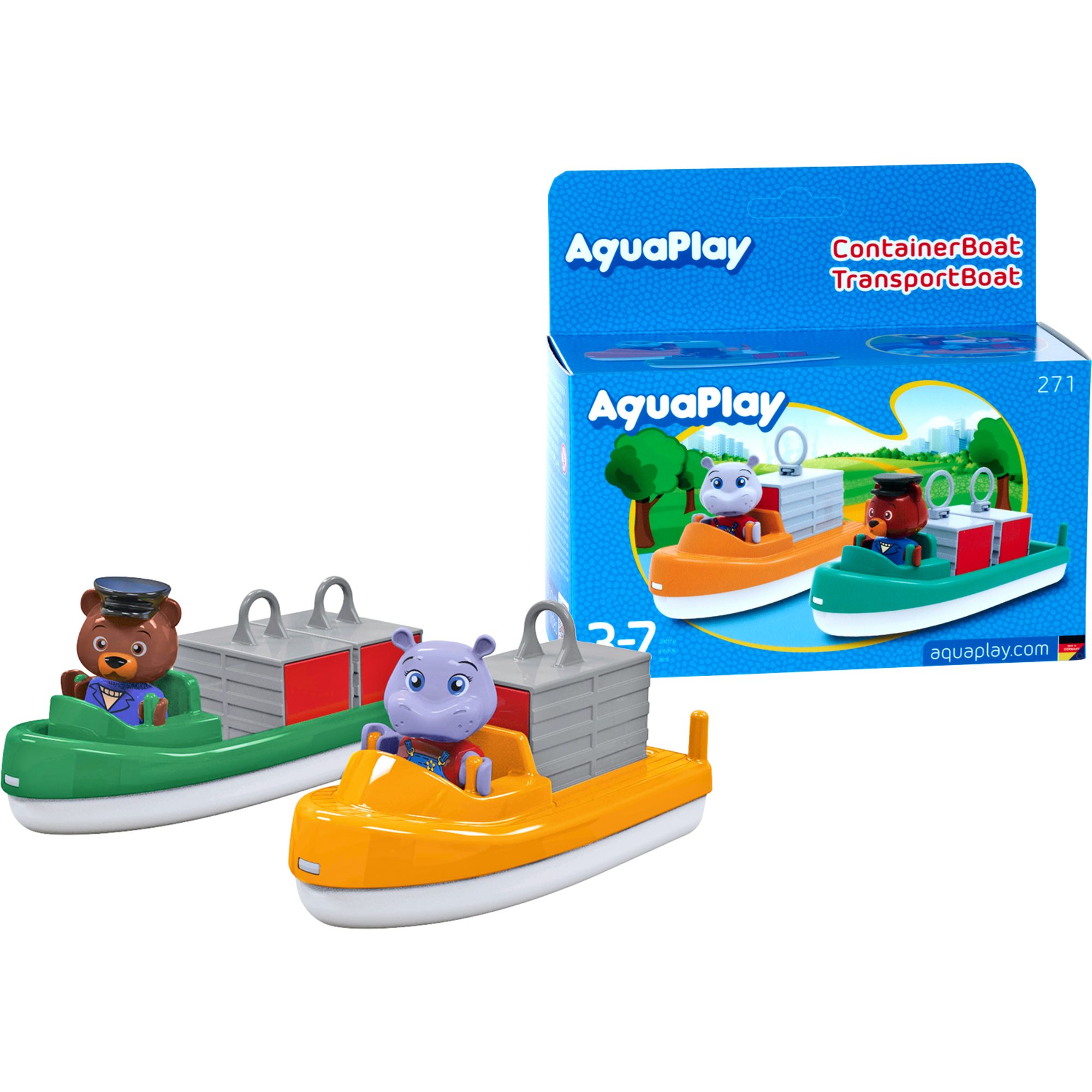 Aquaplay Badespielzeug Aquaplay Container- & Transportboot, Spielfahrzeug, (Inkl. 2