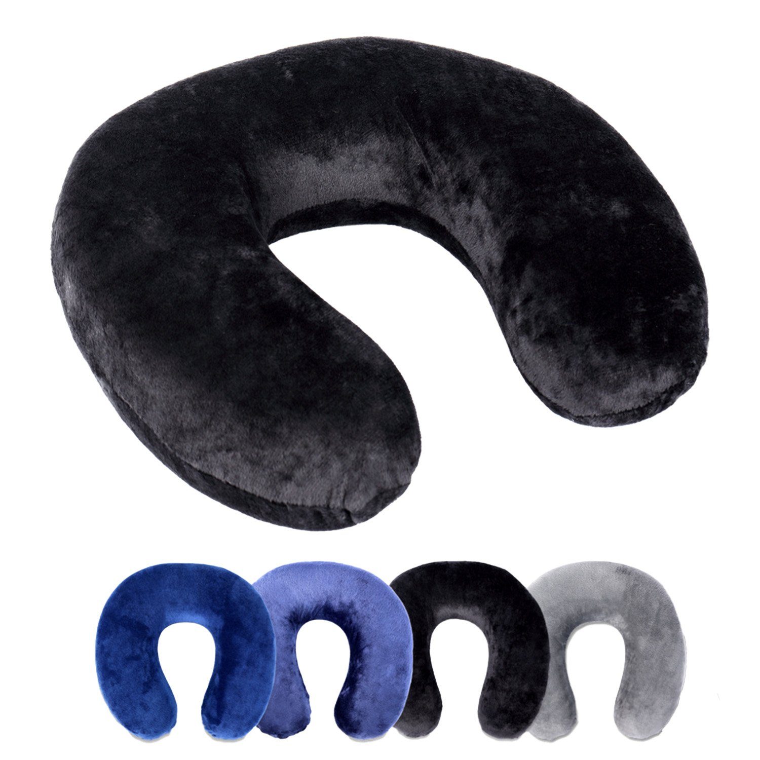 Schramm Nackenhörnchen Rocco Schramm e.K. Nackenkissen 4 Farben wählbar Reisekissen Nackenhörnchen orthopädisches Nackenstützkissen Memory-Schaum Travel Neck Pillow schwarz