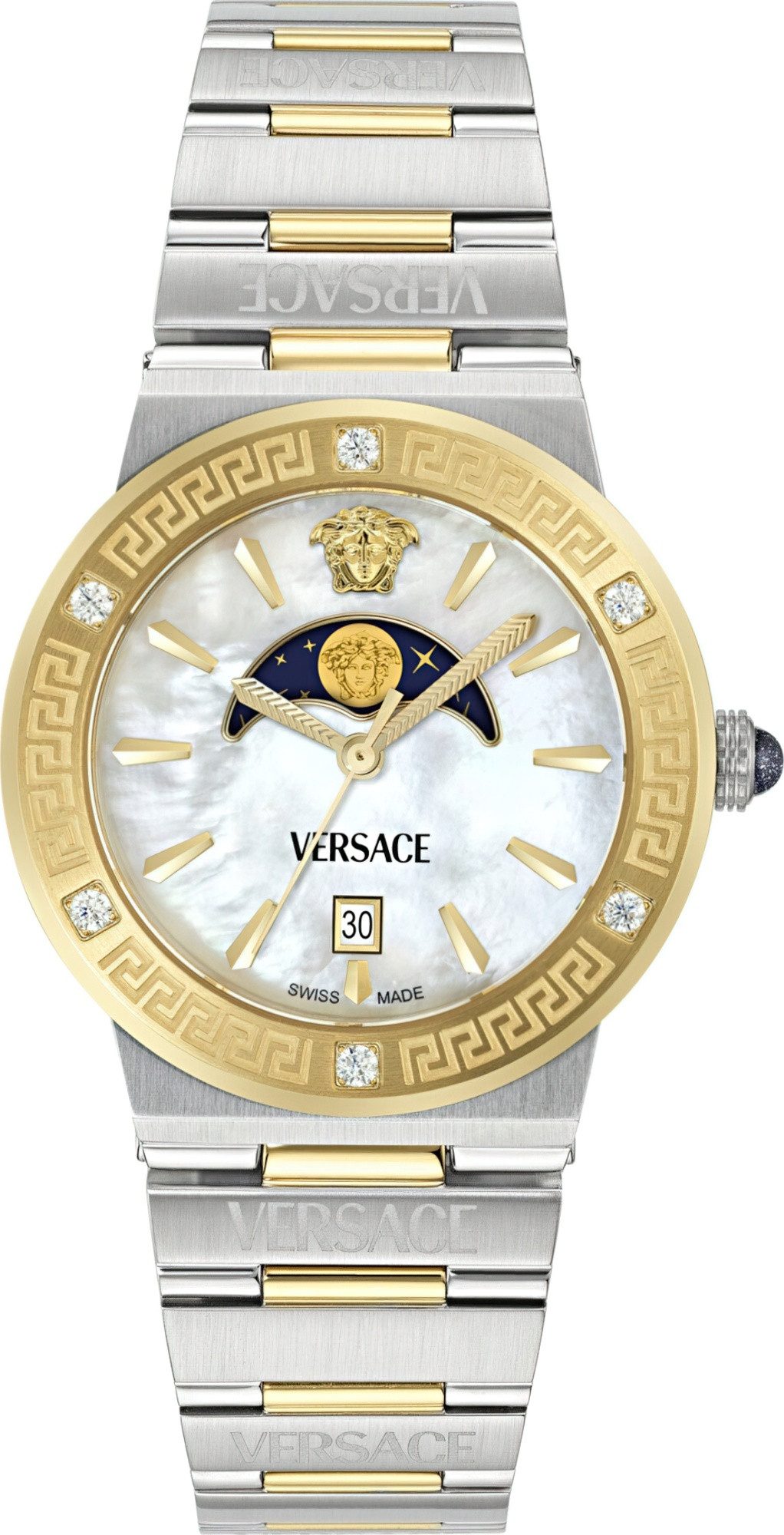 Versace Schweizer Uhr Greca Logo Moonphase Diamond VE7G00524